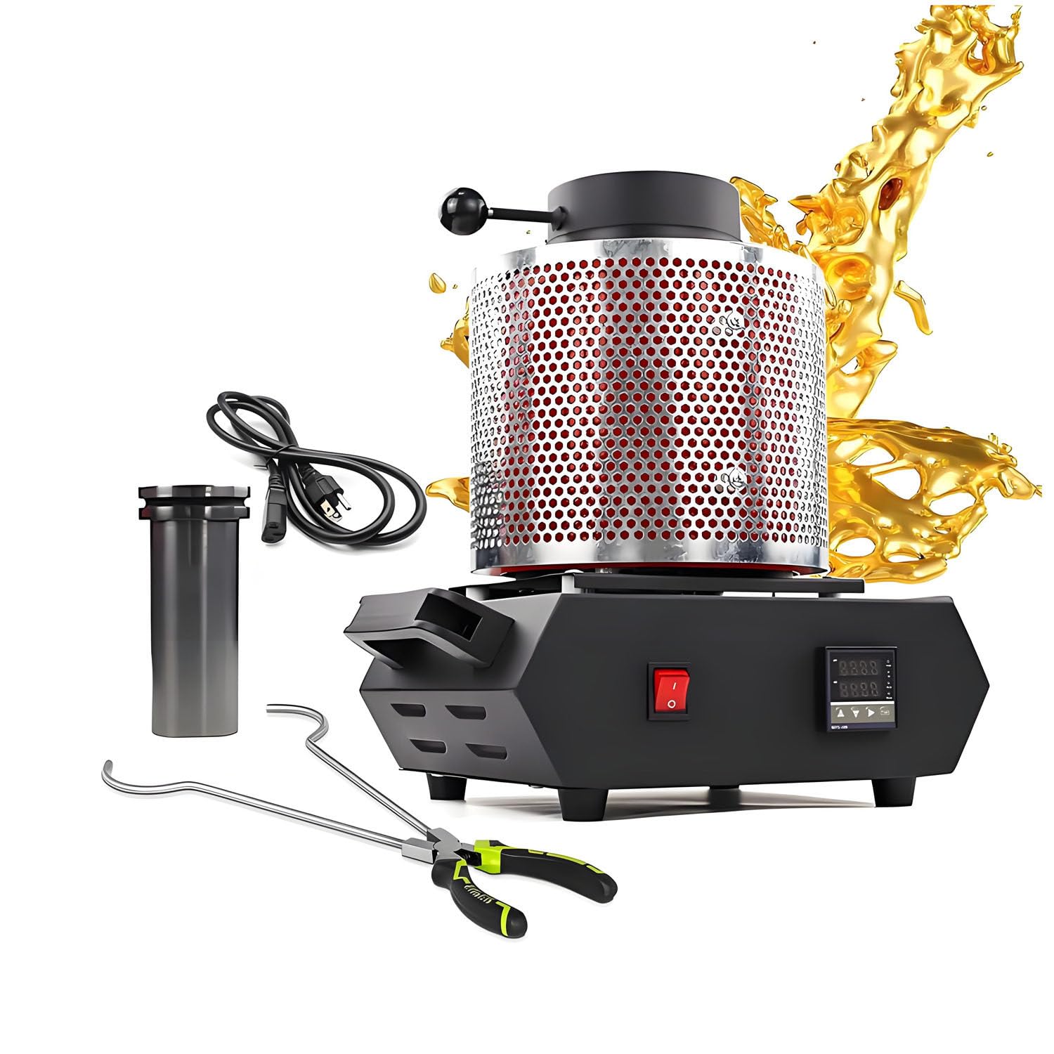 Urządzenie do topienia metali 1750W cyfrowe dla rękodzieła 110V-2kg | PID dla stabilnej temperatury. Tygiel grafitowy w zestawie. Idealny do modelarstwa i obróbki metali.