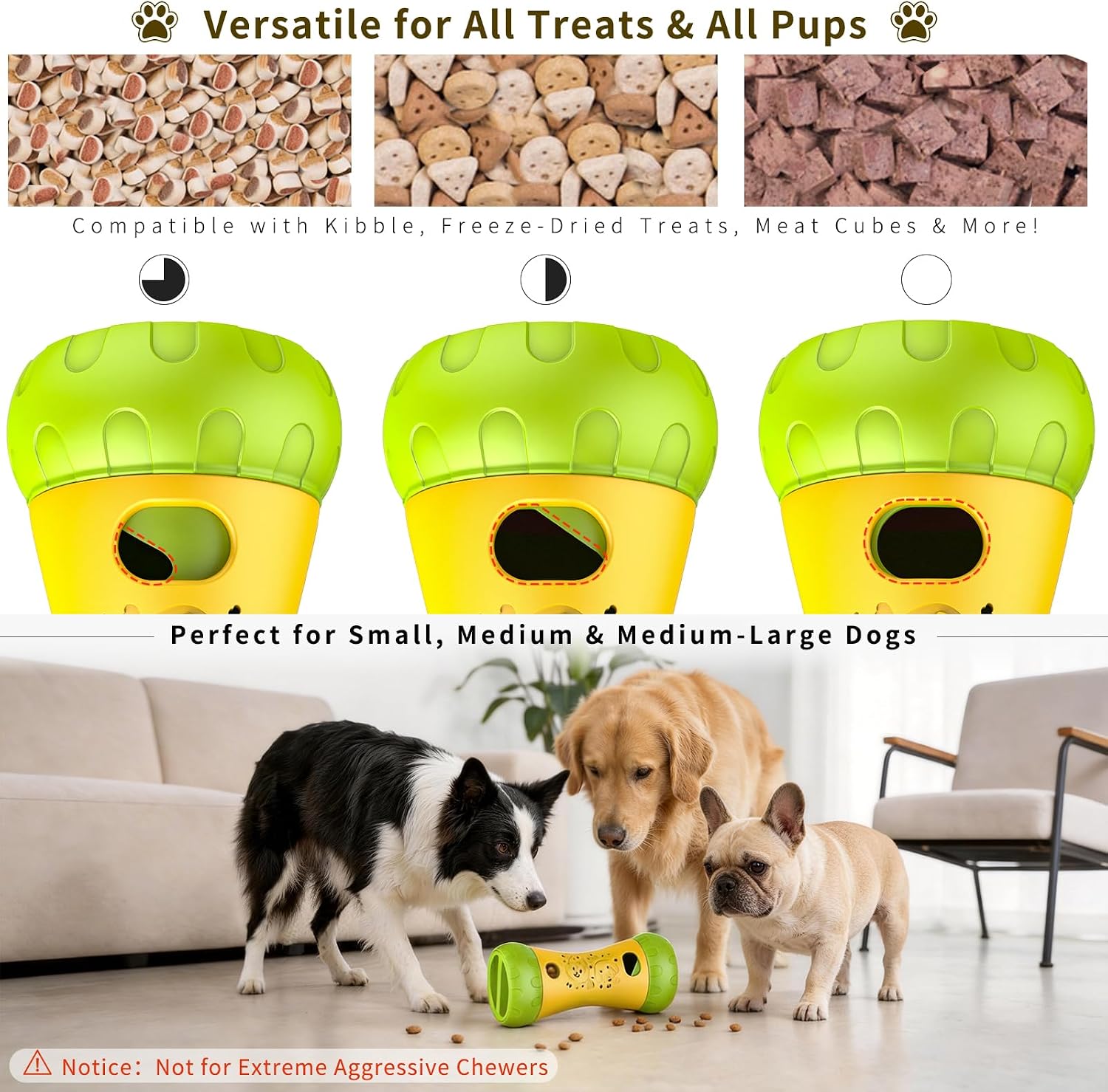 Treat Dispensing Dog Puzzle Toy, Interactive Dog Toys, Yellow image 4