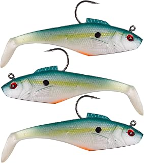 Pre-Rigged Jig Head Paddle Tail Lures Swim Shad 3PCS 4" 1oz Soft Plastic Swimbait for Freshwater and Saltwater