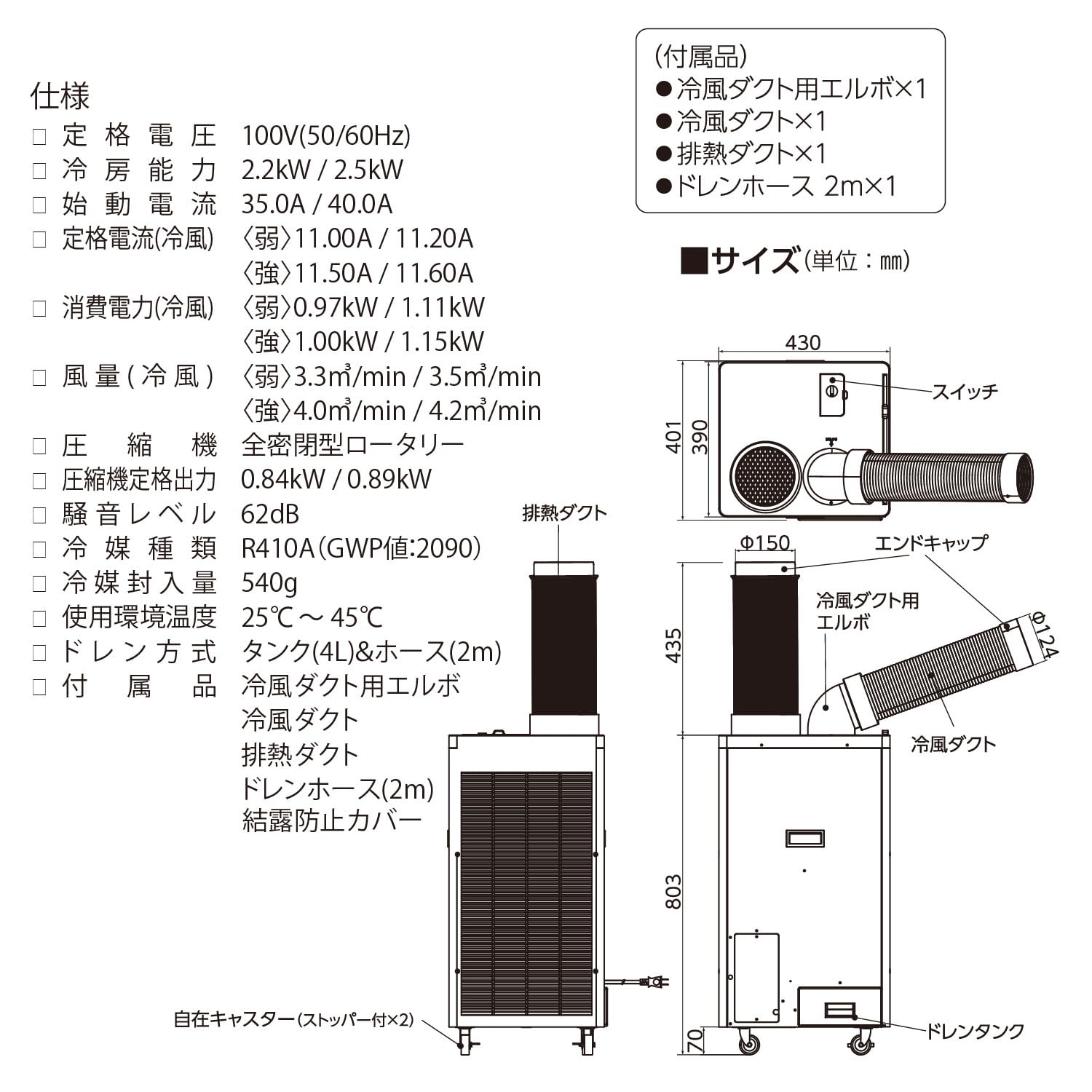 Amazon.co.jp: スポットクーラー スポットエアコン 日動工業 SPC-25ACN