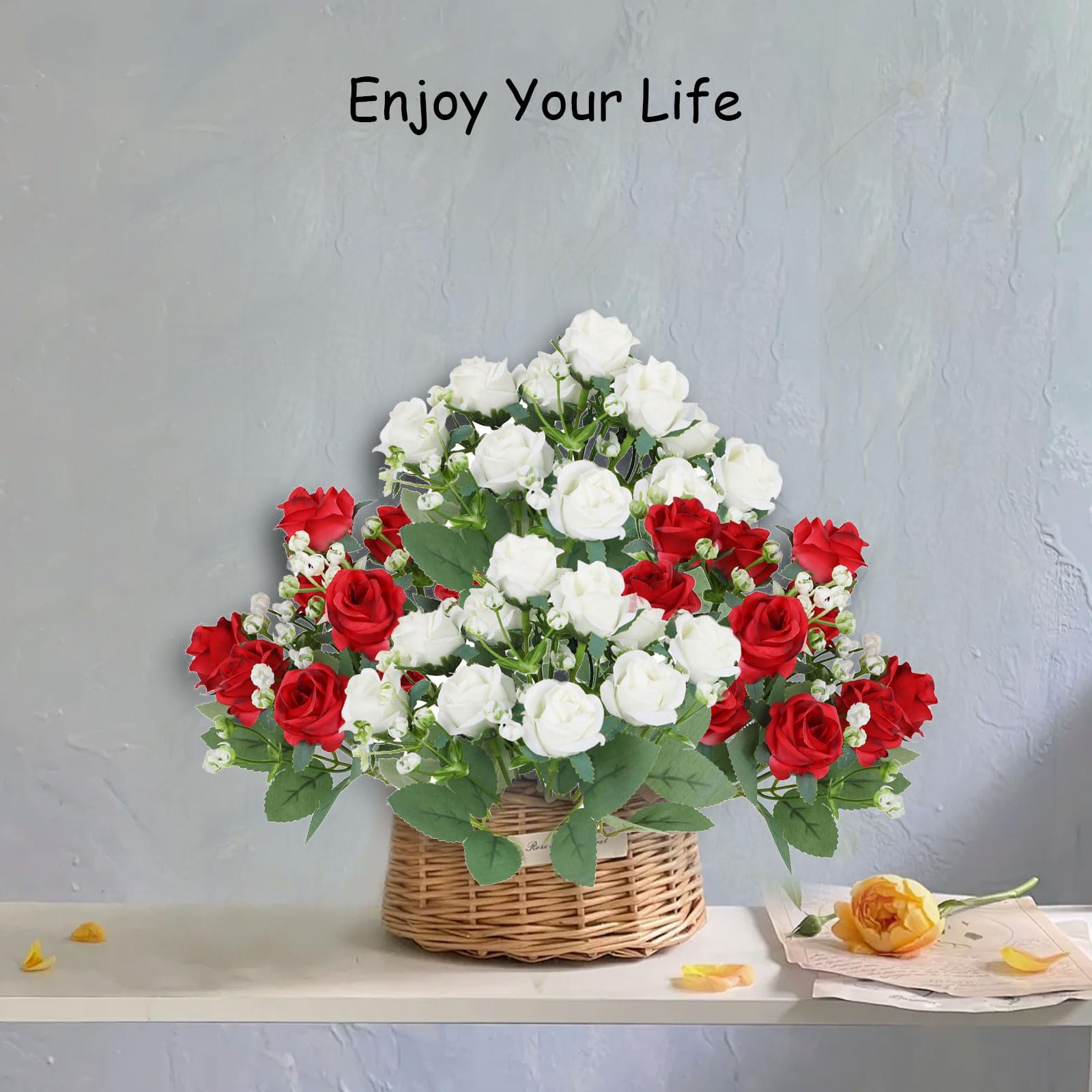 4 stuks kunstrozen, bloemen, schuimrozen, kunstbloemen, bloemstukken, rozenkoppen, kunstroos, doe-het-zelf, bruiloft, boeketten, bruid, neproos voor tuin, feest, hotel, kantoor, decoratie (wit, rood