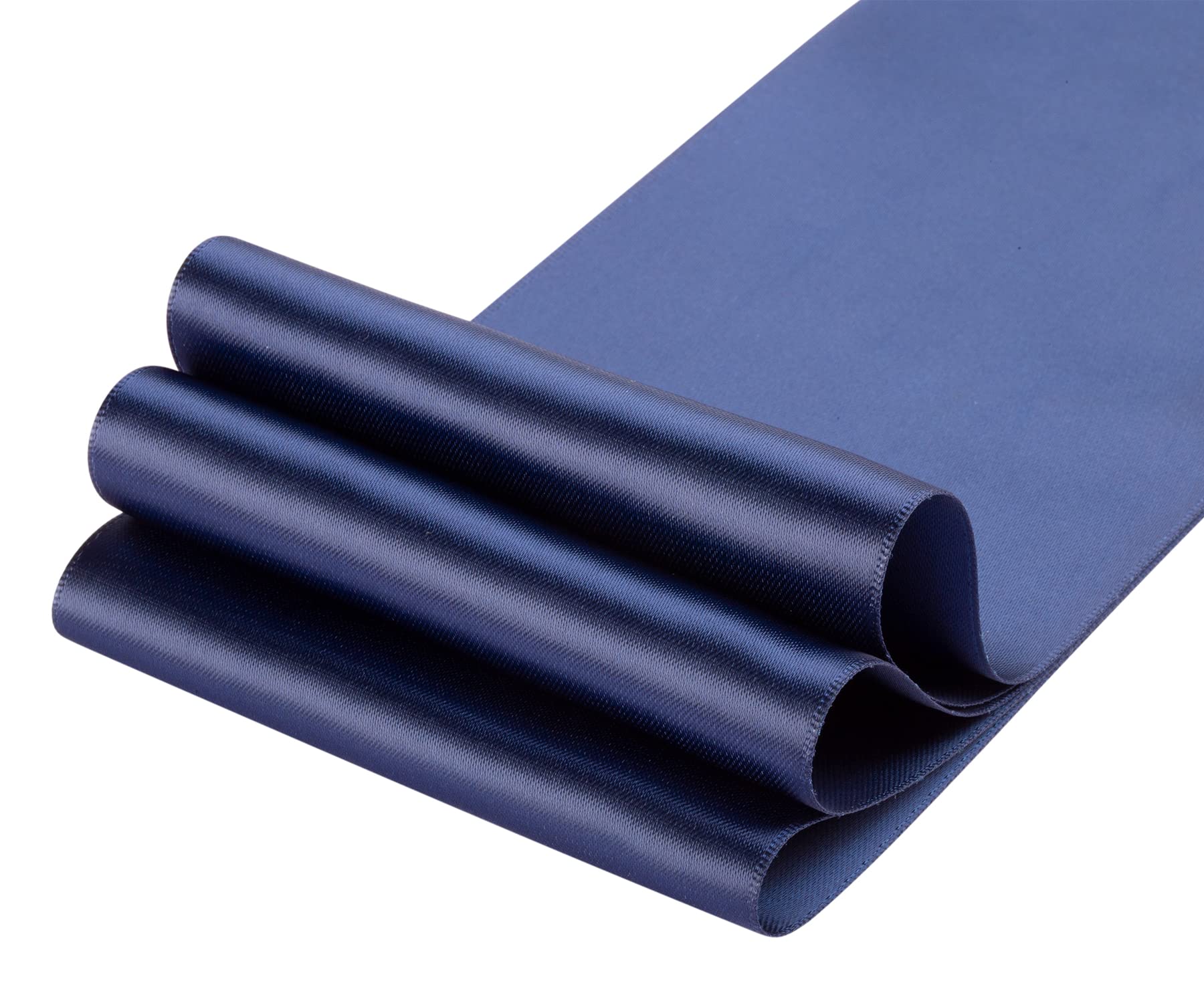 Dwustronna satynowa wstążka, 100 mm x 22 m, solidna poliestrowa wstążka rzemieślnicza, idealna do pakowania prezentów, rękodzieła, dekoracji ceremonii ślubnej, aranżacji kwiatowych, szycia (granatowa)