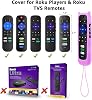Paquete de 3 Fundas para Control Remoto Roku que Brillan en la Oscuridad, Púrpura, Azul y Rosa | Compatible con Hisense/TCL Roku TV, Streaming Stick/Express, funda de silicona protectora, agarre antideslizante, protección contra golpes 3