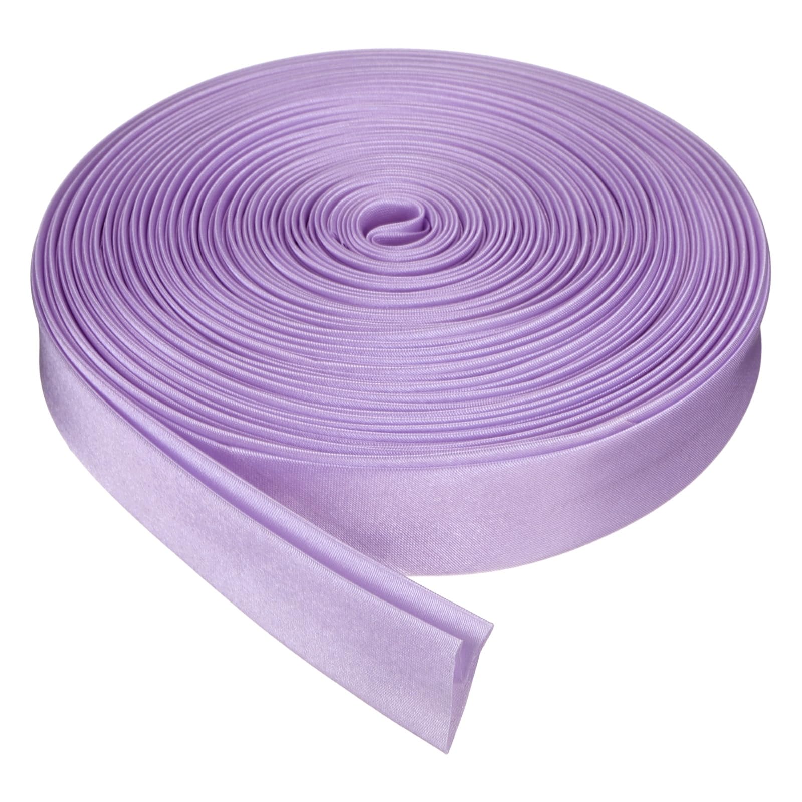 sourcing map Double Fold Bias Tape for Sewing, 3/4 Inch x 10 Yards Satin Bias Binding Tape Continuous Bulk for Quilting Blanket Binding Seaming Hemming Fabric Piping DIY Craft, Light Purple