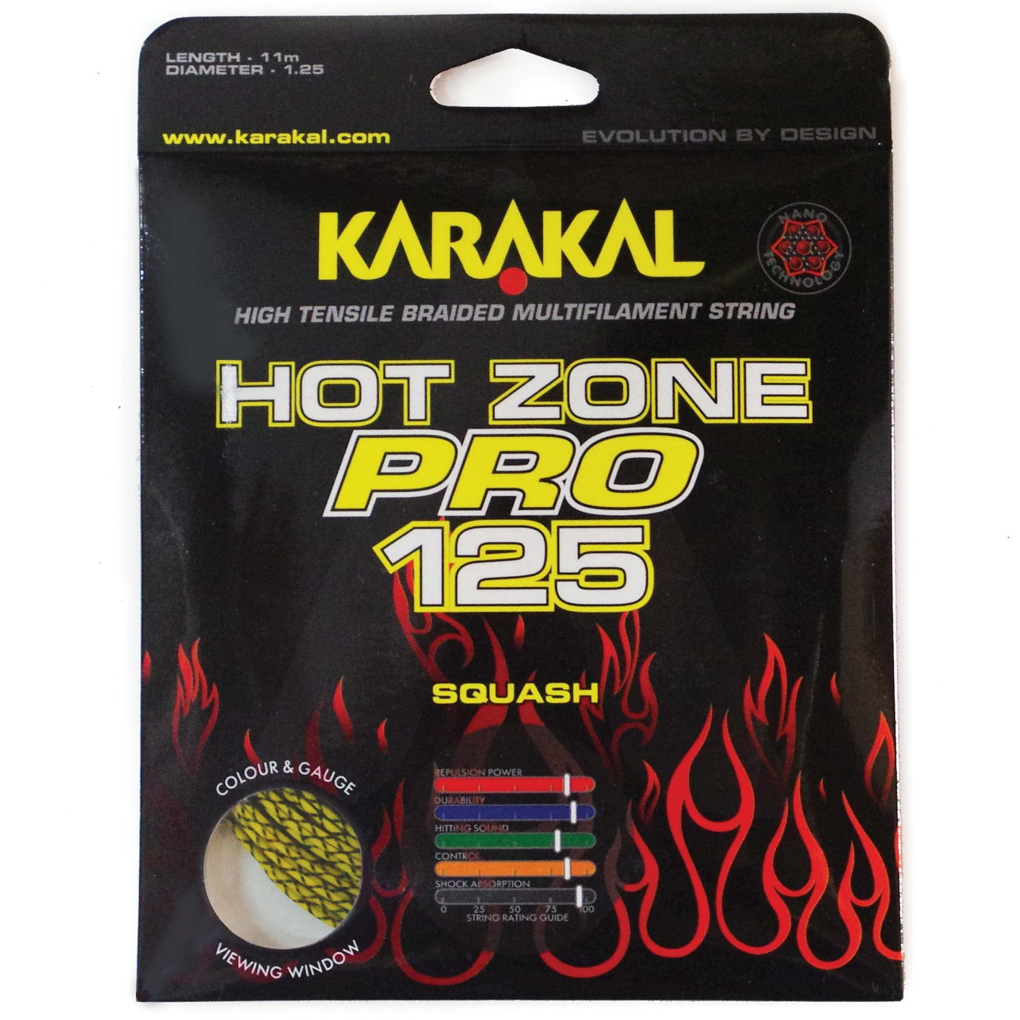 Karakal Hot Zone Pro 125 Jeu de cordes de squash