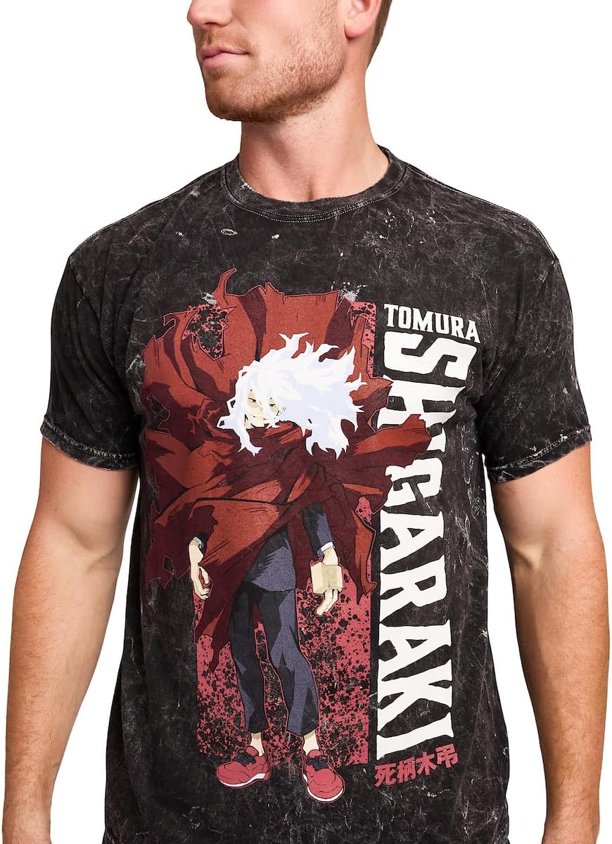 Bioworld My Hero Academia Tomura Shigaraki Men's Black Mineral Wash Oversized Crew Neck Short Sleeve T-Shirt - Image 4
