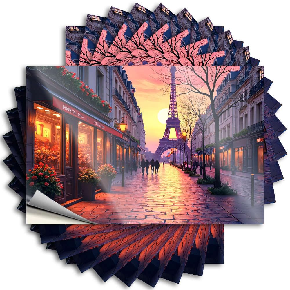 Stuff for Boys Room, Quote Funny Case Quote Stickers, Custom No Residue Decals for Luggage | Boss Party Favor Custom A Picturesque Street in Paris with The Eiffel Tower in The(12X18CM)