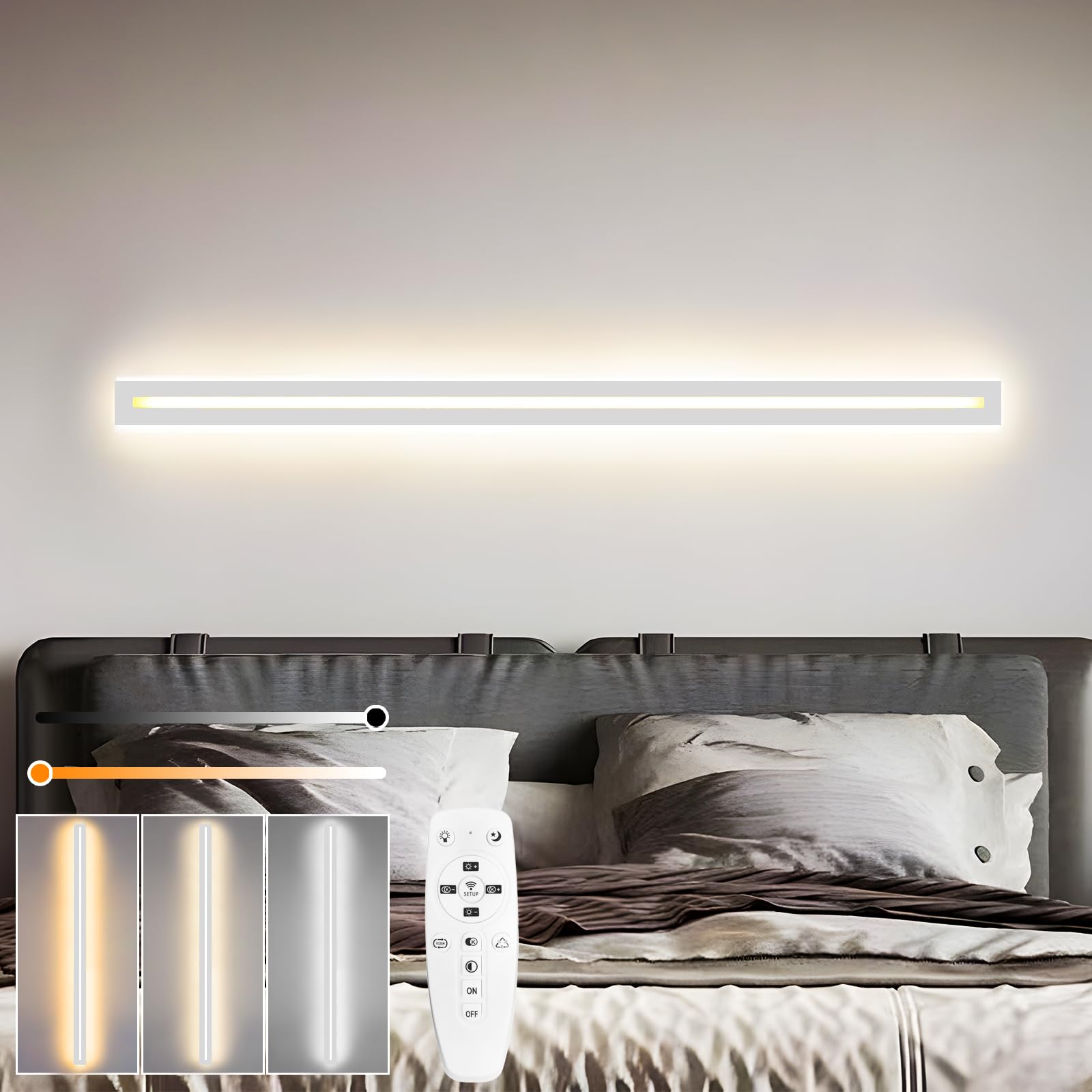 Applique Murale Intérieure,30W Lampe Murale Dimmable Blance 120CM