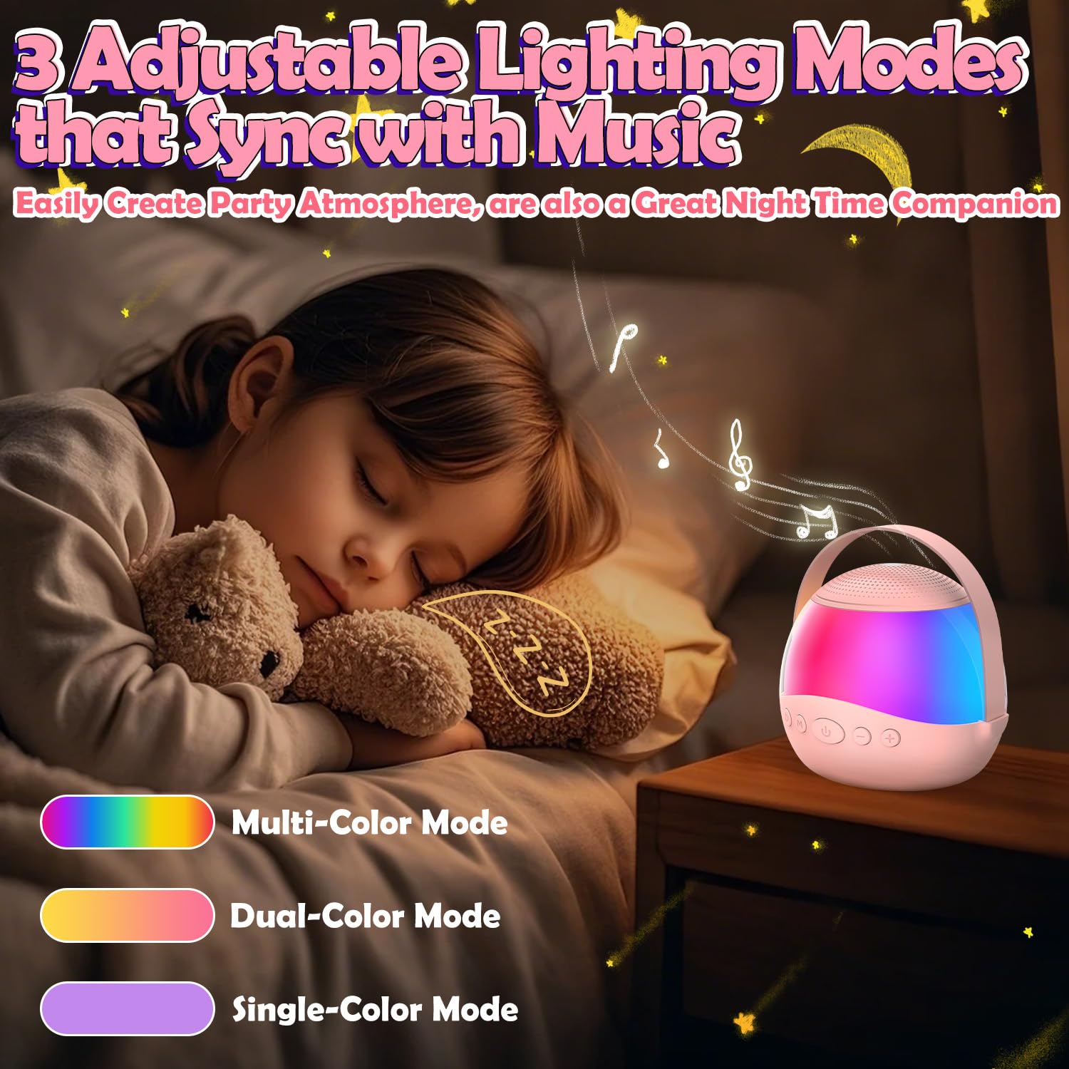 Karaoke con Microfono Bambini Wireless - Regalo Bambina 3+ Anni Karaoke Bambini con Effetti di Cambio Voce ＆ Luci RGB - Giochi Bambina 3+ anni Regalo Compleanno per Ragazzi e Ragazze