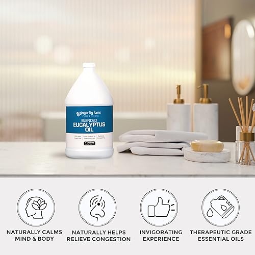 Miniatura 6 de Ginger Lily Farms Club & Fitness Aceite de eucalipto mezclado, para salas de vapor, 100% vegano y libre de crueldad, 1 galón (128 onzas líquidas)