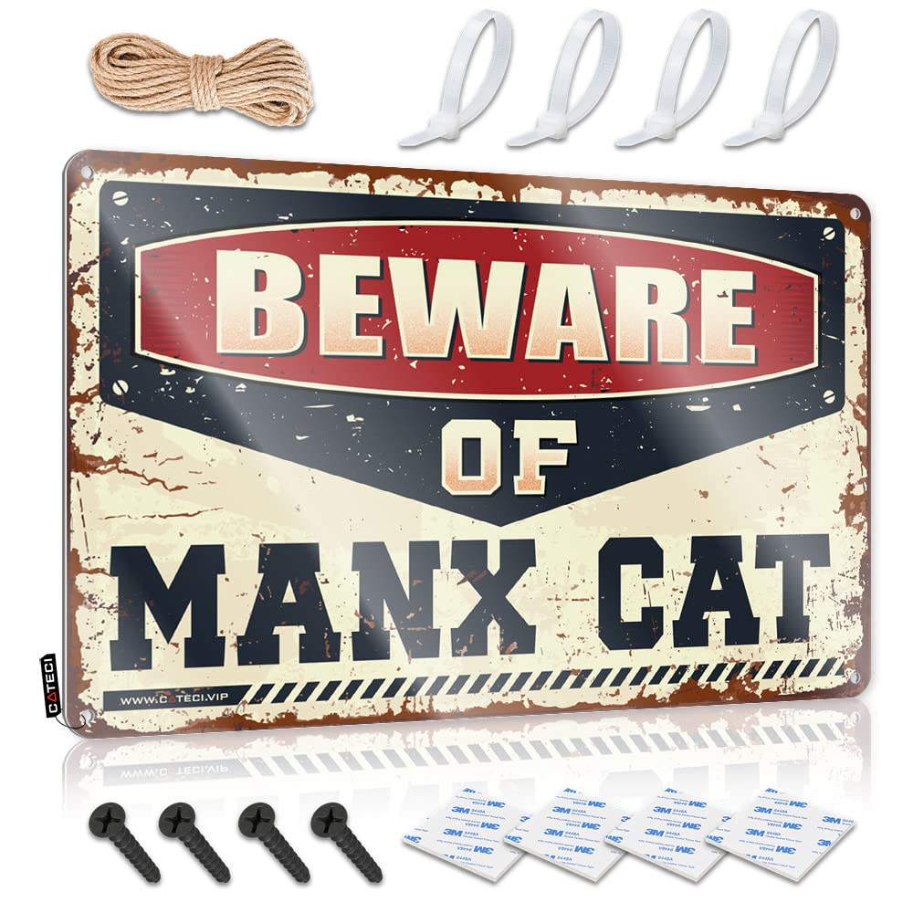 Plaque Wall Student Square Graduation Gift Beware Of Manx Cat - Easy To Hang Art(30X40CM)