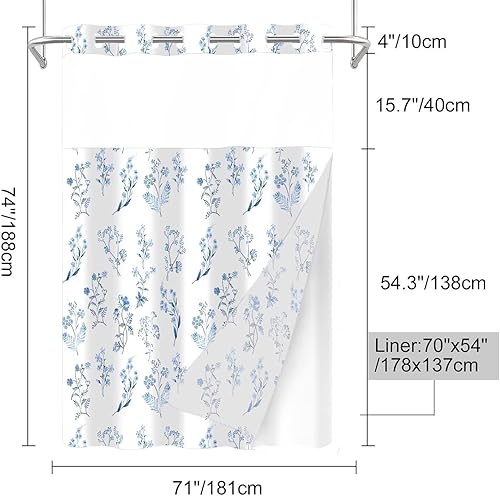 Miniatura 13 de DDQQ Juego de cortinas de ducha de hojas verdes con alfombra antideslizante, cubierta para tapa de inodoro y tapete de baño, juego de cortinas