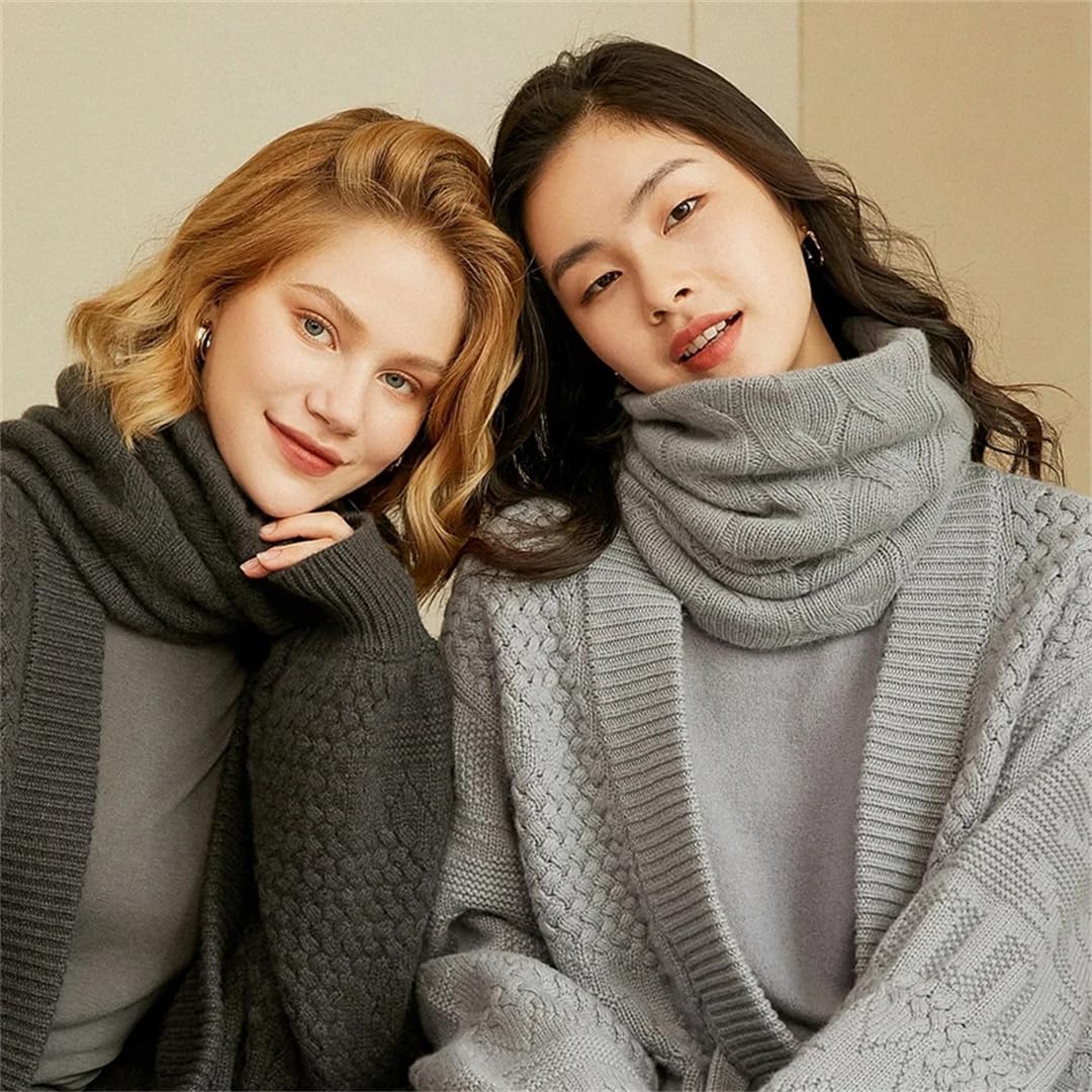 Lmtossey Sciarpa da donna ad anello in cashmere di capra tinta unita lavorata a maglia invernale per tenere al caldo le sciarpe
