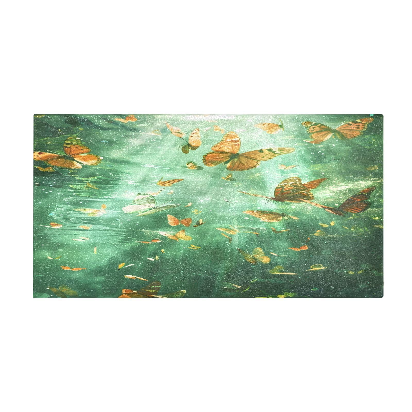 MNSRUU DALAWU Bath Mats for Bathroom Front Door Mat Outside Entrance Clear Water and Butterfly 39 x 20