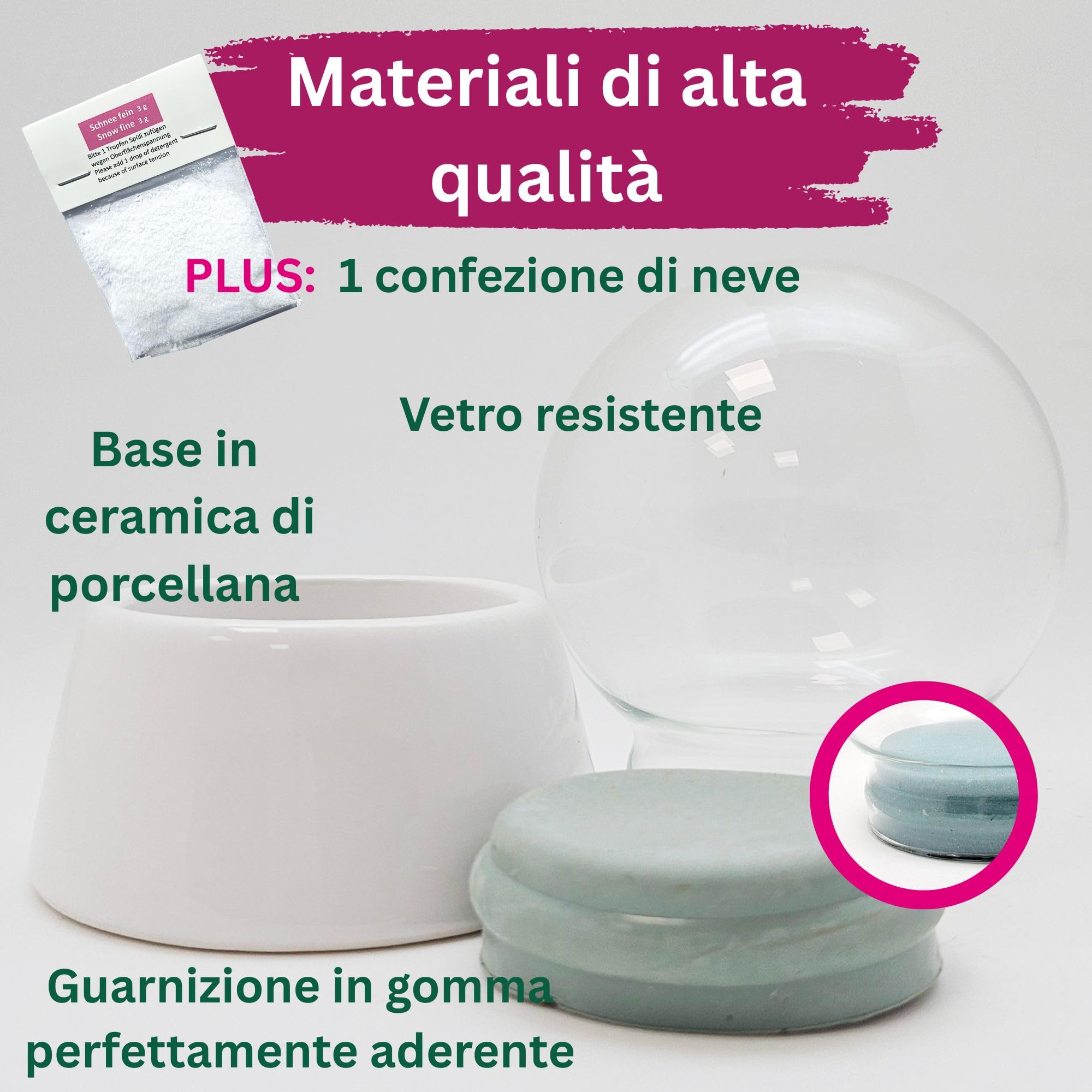 Snowglobe for You, 40002, Palla di Vetro per Palla di Neve Fai da Te, 65 mm, Base in Porcellana