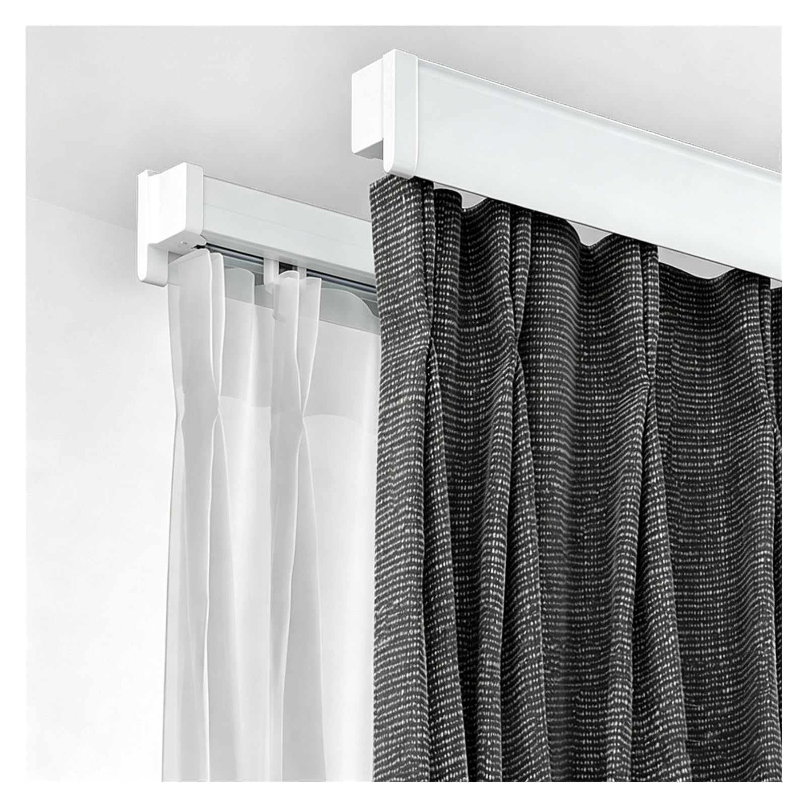 Double Curtain Rail Box Valance Frame, Cornice Board Window Valance Modern, Blackout Curtains Pelmet Panel for Bedroom Living Room(Gray,120in/304.8cm)