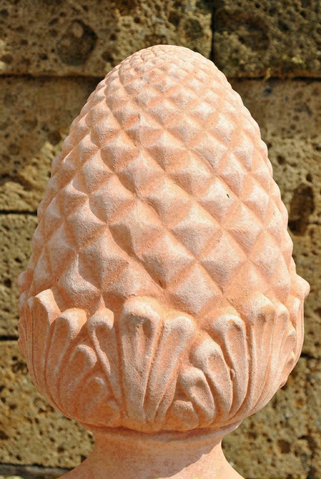 Zapfen,Pinienzapfen,helles Terracotta,Gartendeko,Italian Style,28cm