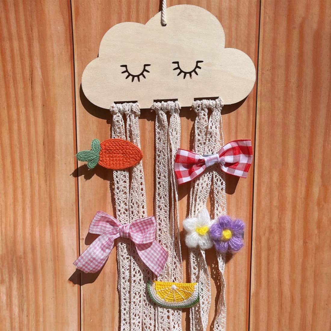 RDYEAAR Organizer Per Fiocchi E Fascette Per Capelli - Intrecciato A Mano In Legno, Appendiabile, 94x35 Cm