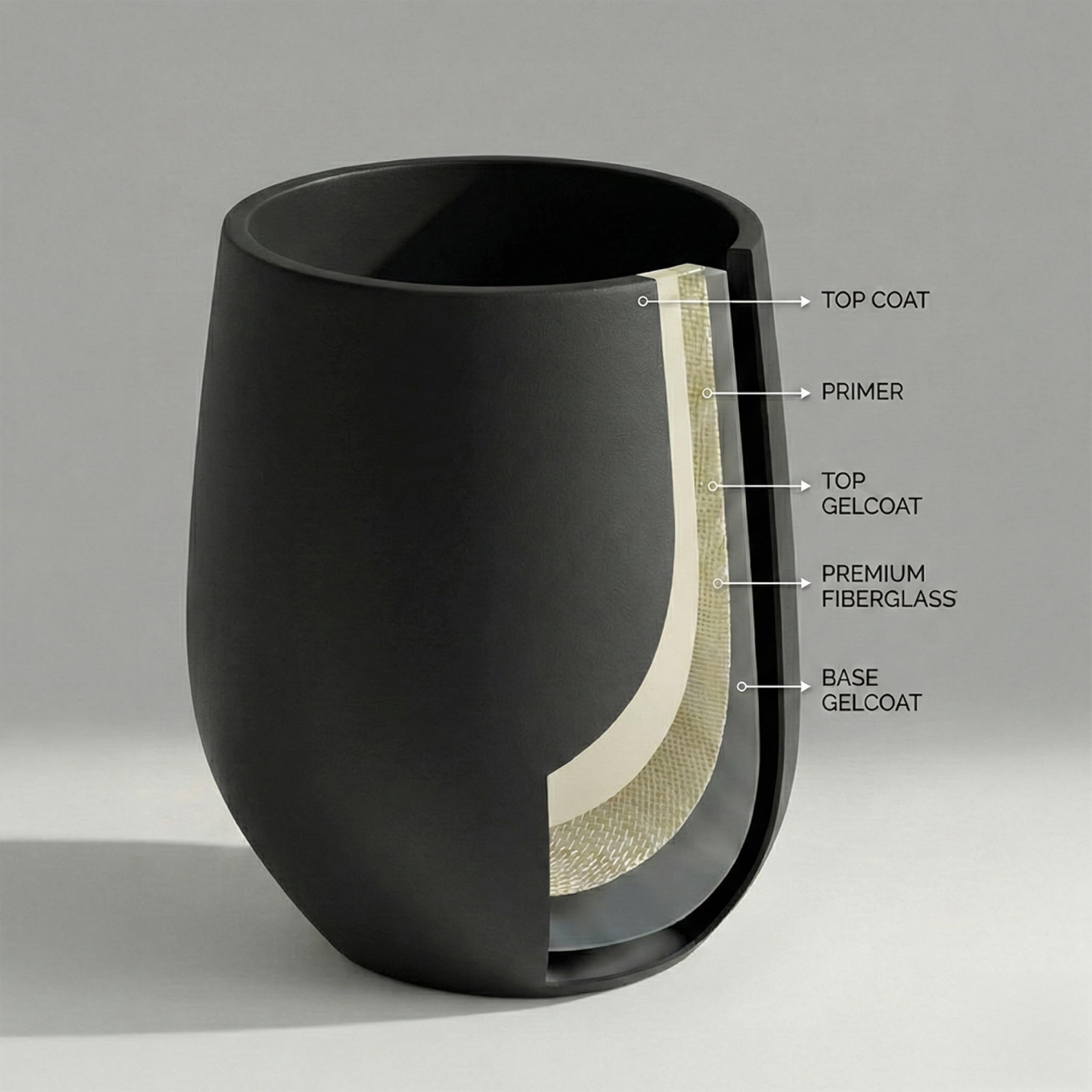 Best Outdoor Fiberglass Planters 2026 4 Wil&Vic89s Venus Ovoid Fiberglass Planter 21.7H x19.7D Indoor Outdoor Black — product photo