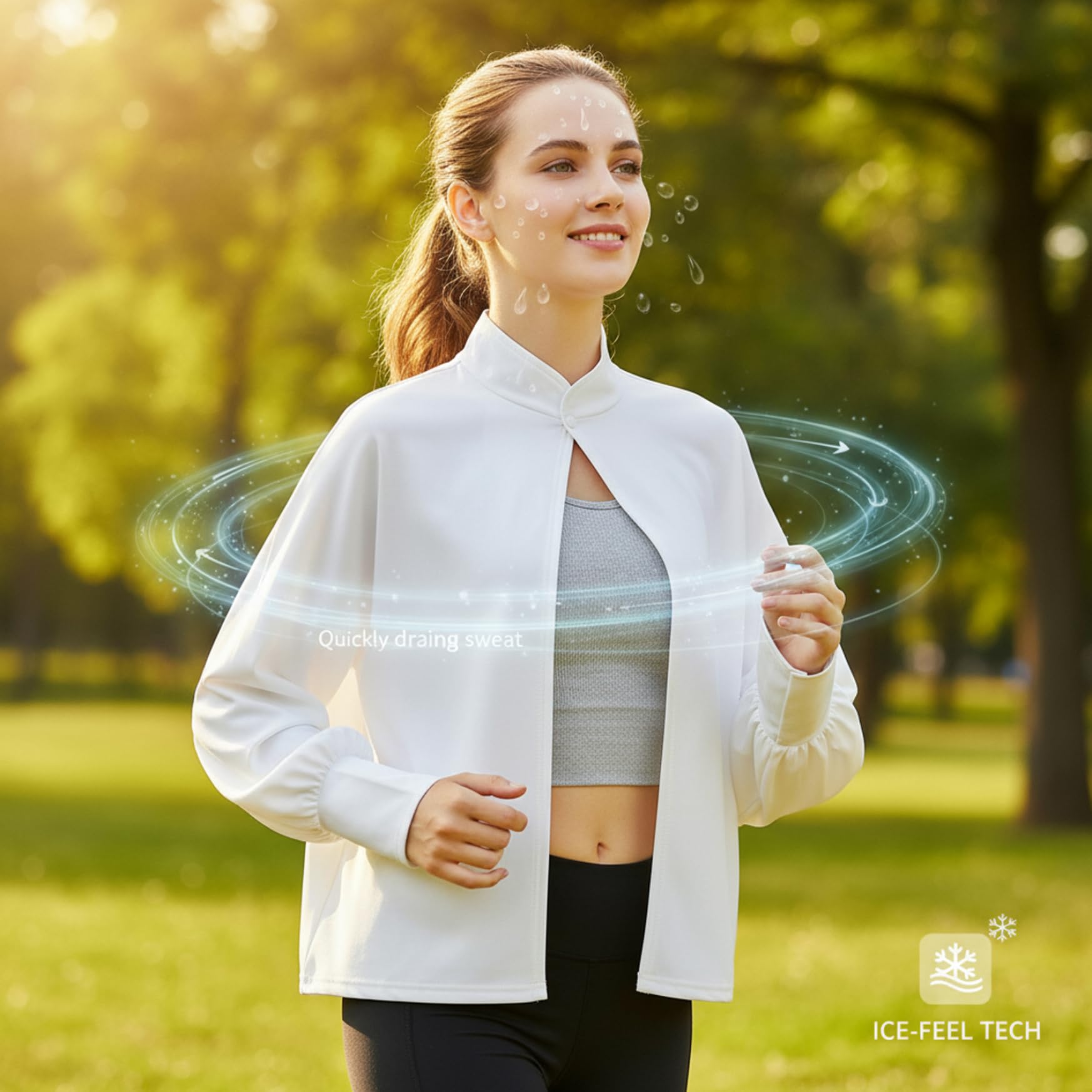 Ropa de protección Solar para Mujer, Chal de Verano con Tejido refrescante y Transpirable, Chal Ligero de Manga Larga para Conducir, Actividades al Aire Libre, Blanco
