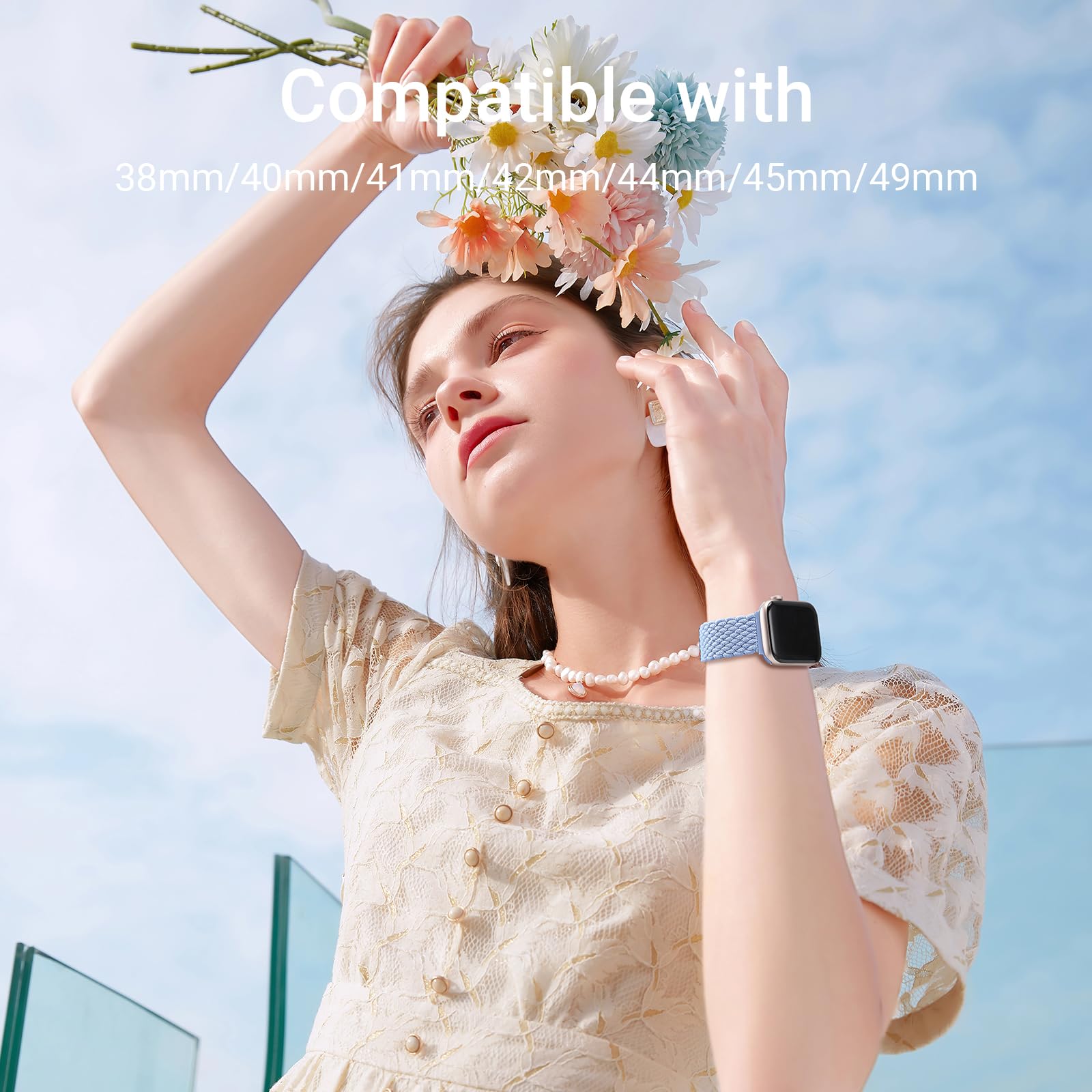 Cinturino Intrecciato Compatibili con Cinturini Apple Watch 46mm 45mm 44mm 49mm 42mm Uomo e Donna, Chiusura Magnetica Cinturino in Nylon Tessuto Elastico per iWatch SE Series 10 9 8 7 6 5 4 3 2 1