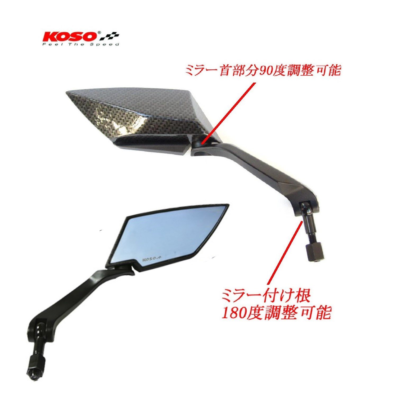 Amazon | KOSO正規品 バックミラー TTミラー【ブルーレンズ】 カーボン 
