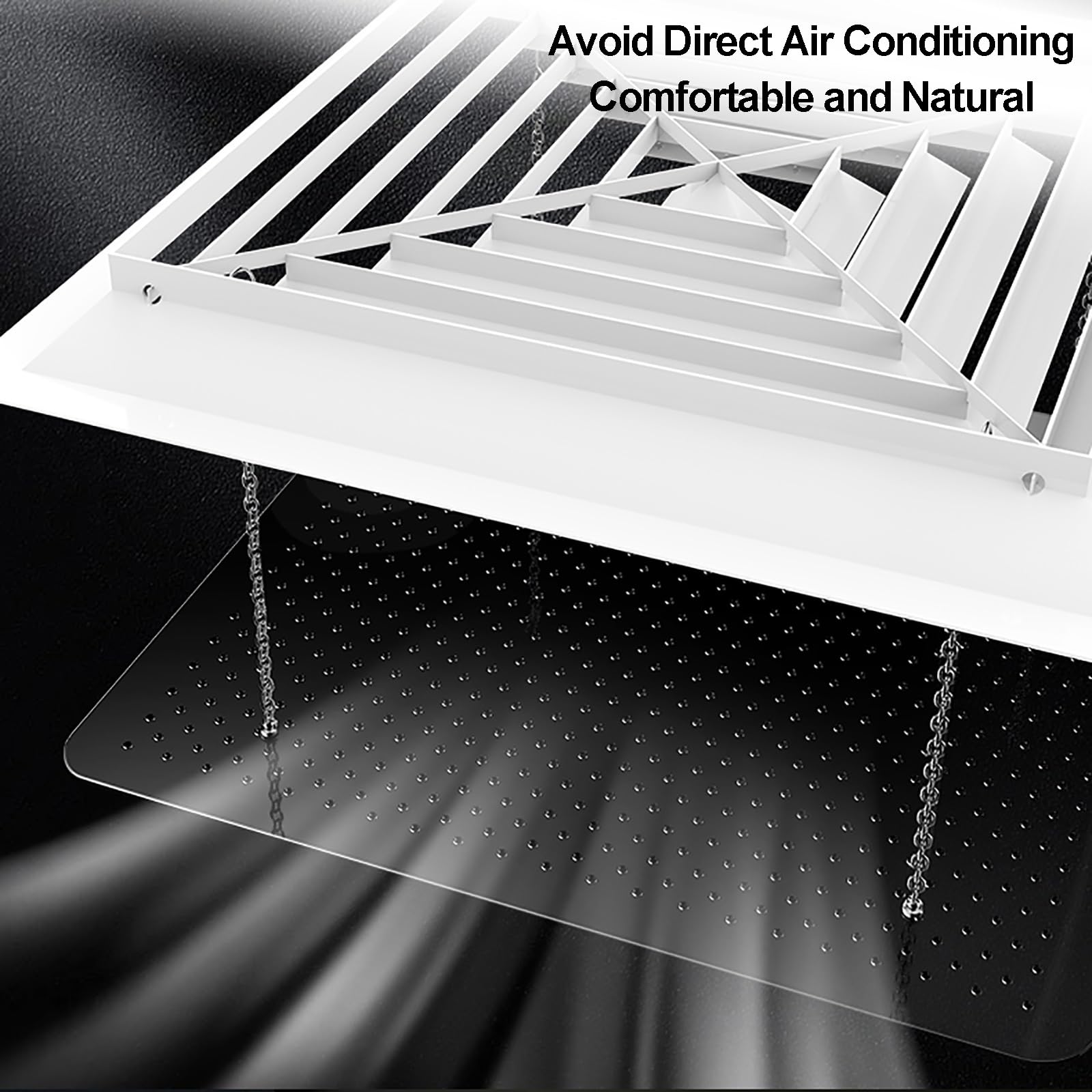 Deflettore Condizionatore per Bocchette Deflettore Aria Condizionata per Climatizzatori Centralizzati Deflettori per Condizionatori per Bocchette Quadrate a Soffitto(60x60cm/24x24in)