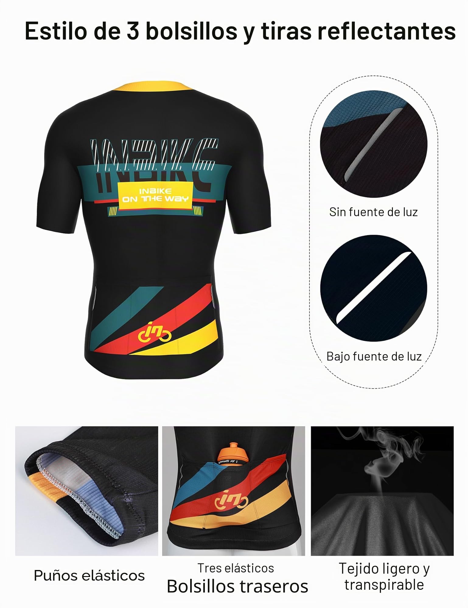 INBIKE Conjunto de Ciclismo para Hombre Maillot de Manga Corta + Culotte con Almohadillas 3D Transpirables Ajuste Cómodo y Material Elástico Ideal para Carretera o MTB S125