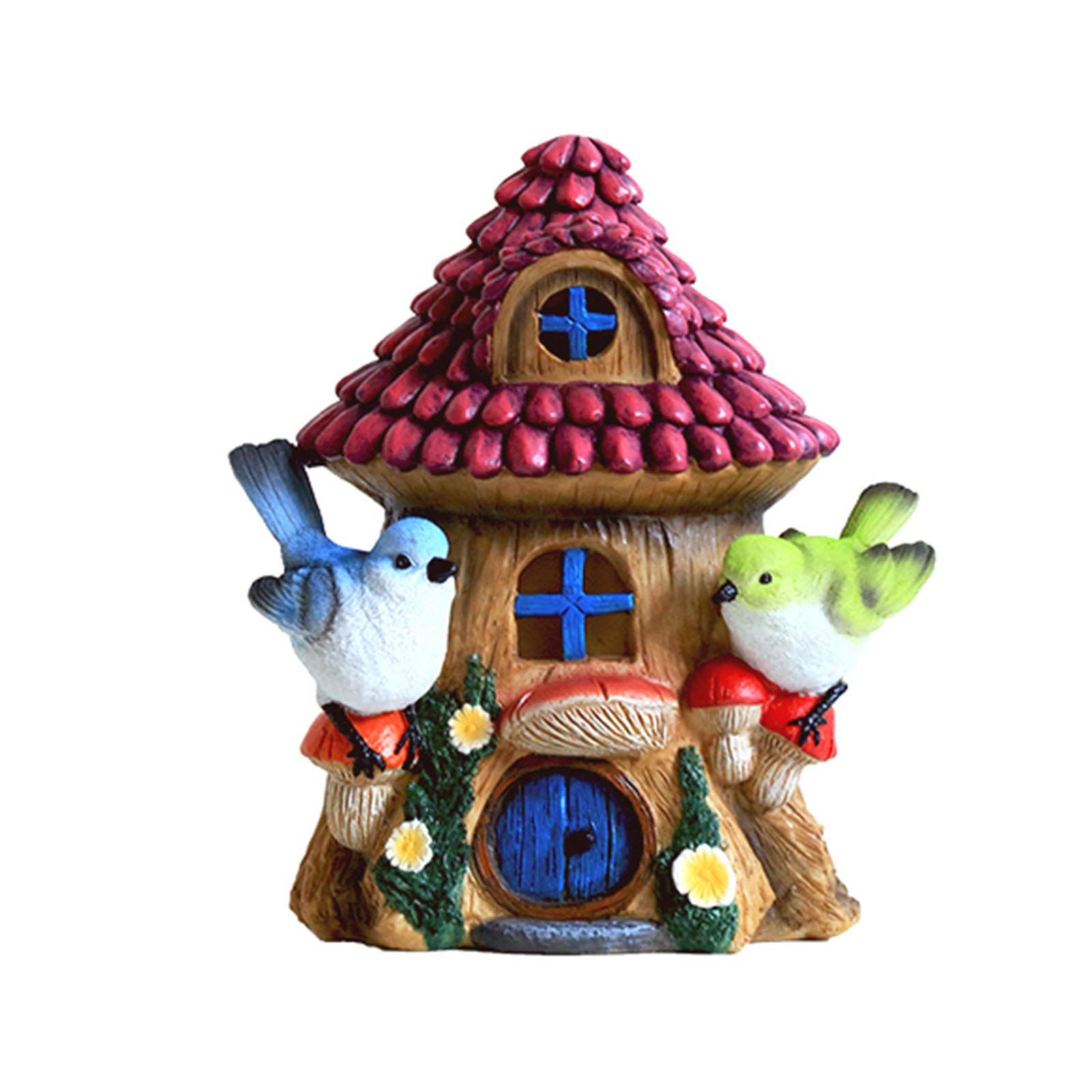 Resin Bird Hut Decorative Solar Light Energy Saving Lamp Garden Statue Landscaping