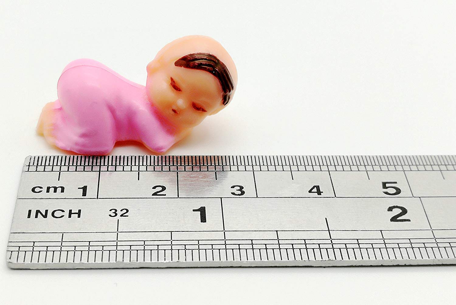 120 Mini Bambolini In Plastica Rosa 2,5 Cm Per Bomboniere, Giochi Cubetti Ghiaccio, Baby Shower - 3