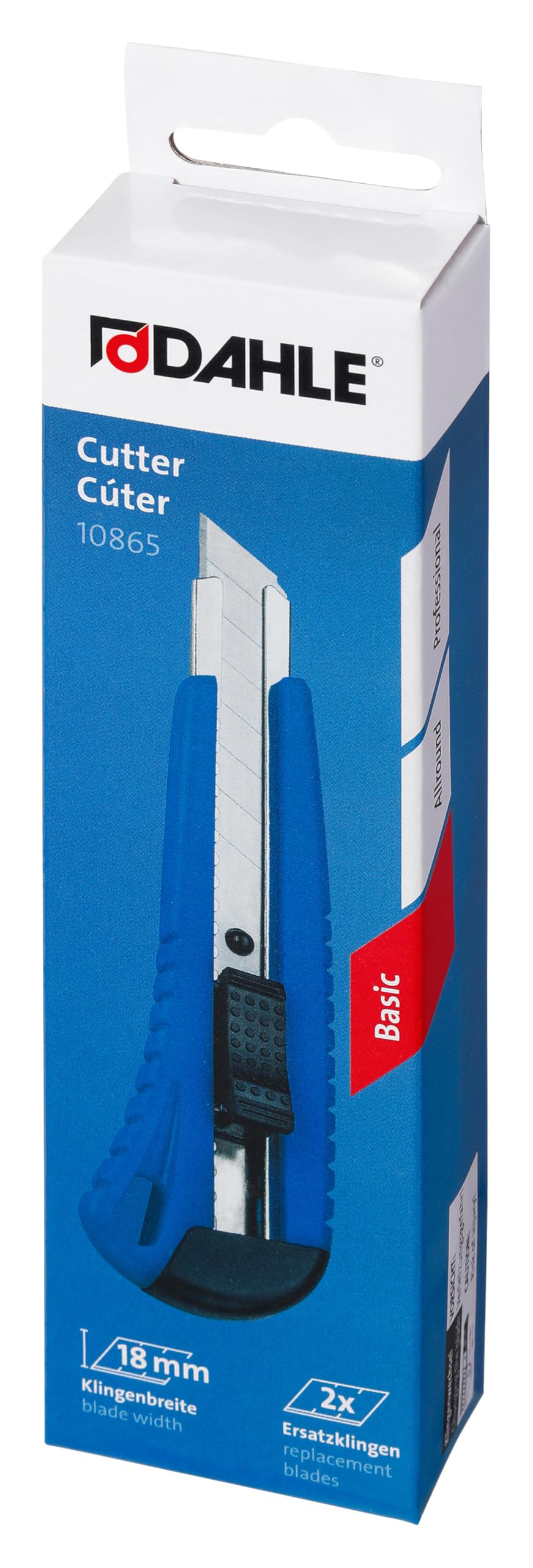 Dahle Taglierina Basic (lama a scatto da 18 mm, coltello multiuso e coltello artigianale per uso versatile, include 2 lame di ricambio) blu