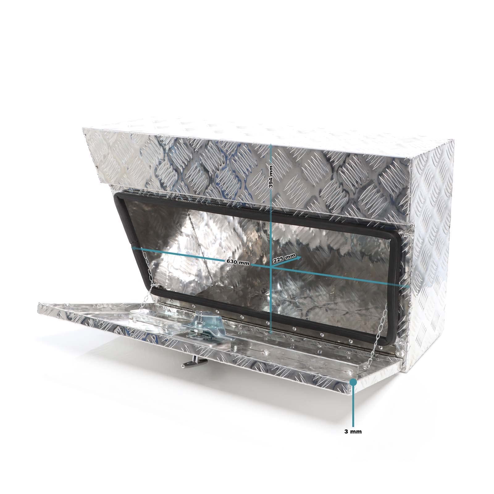 XPOtool Alu Unterbaubox links 75x25x40 cm / 6 kg bis 60 L / 40 kg vollgeschweißt robust für Pkw, Anhänger, Lkw Nutzfahrzeuge, robuste Staubox und Werkzeugkiste - Unterflurbox Deichselbox Staukasten