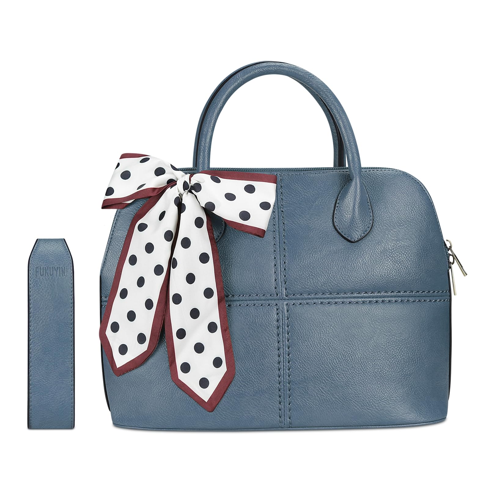 FUKUYIN Women Tote Bag Blue Polyurethane Shoulder Handbag Adjustable Japan