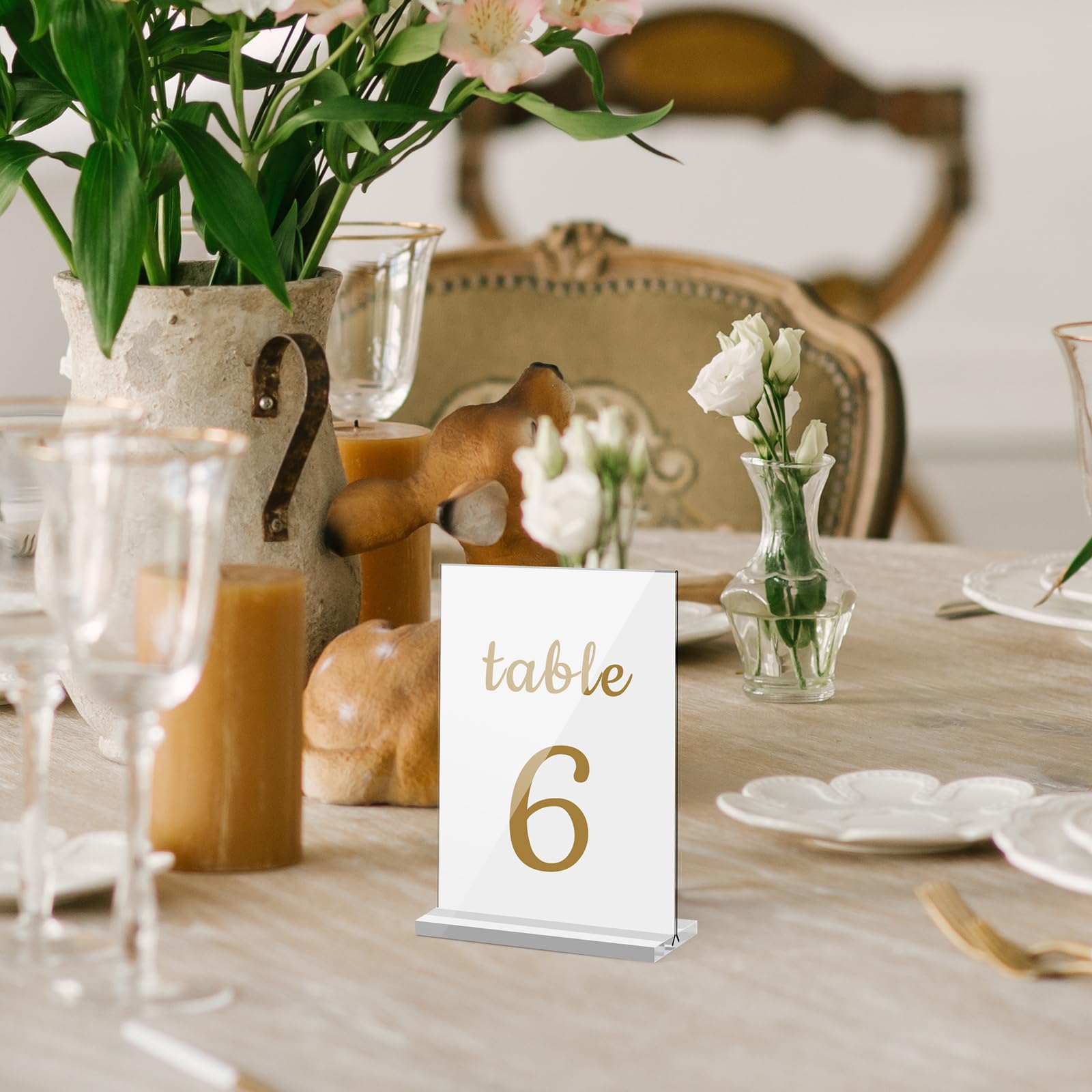 Yoosso Stojak A6, 4 sztuki, tabliczki z cenami, numery stołów, wesele, uchwyty na karty obiadowe, akrylowe, dobra stabilność, do reklamy, karty menu, na wesele, do kawiarni, restauracji (15 x 10 cm)