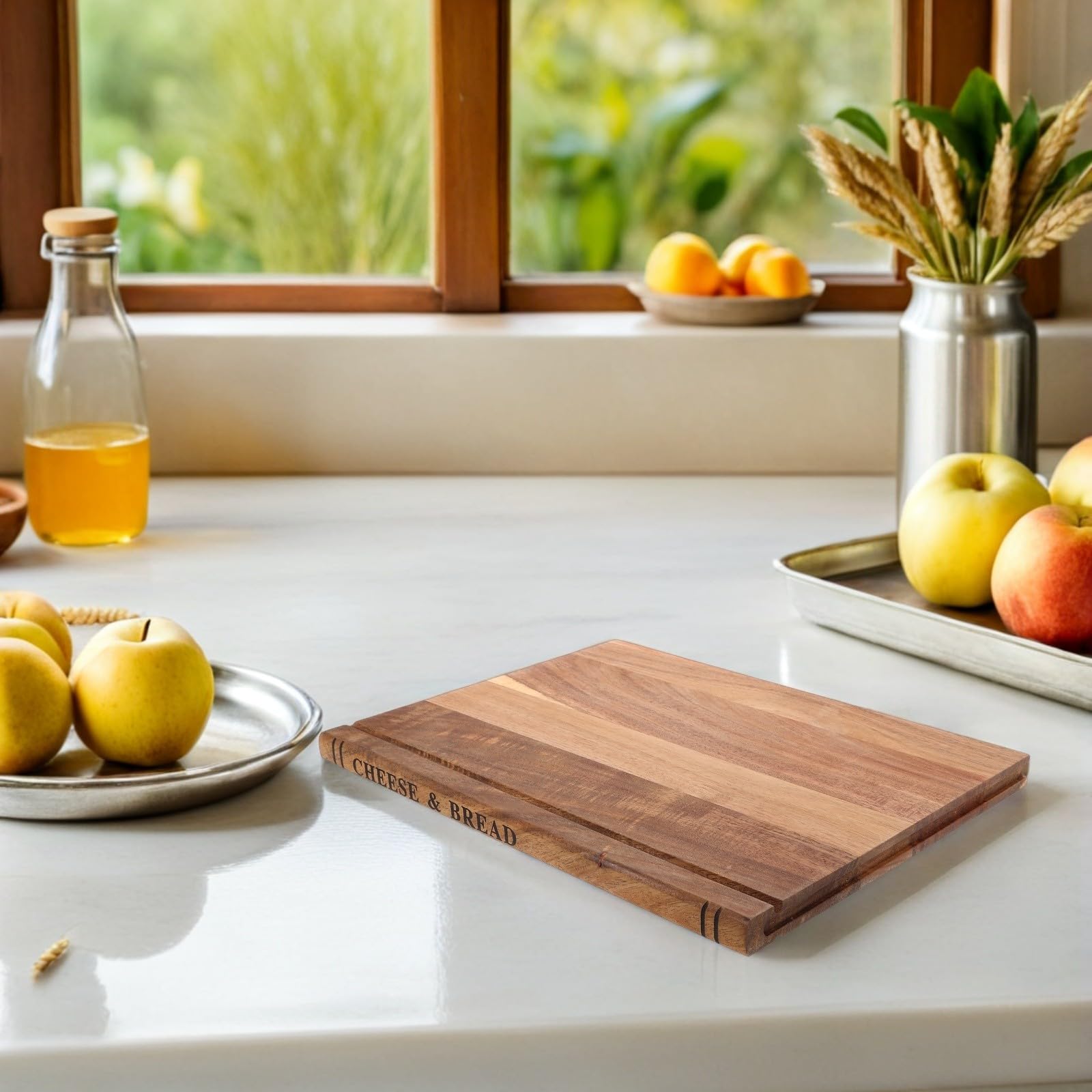 SHINEOFI Tabla de Cortar Multiusos de Madera Diseño en Forma de Libro, Resistente y Decorativa para Servir Frutas y Carnes en Fiestas y Reuniones