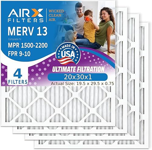 Miniatura 25 de AIRX FILTERS WICKED CLEAN AIR. Filtro de aire acondicionado plisado electrostático MERV 13 de 18 x 20 x 1, paquete de 4 filtros de horno HVAC AC