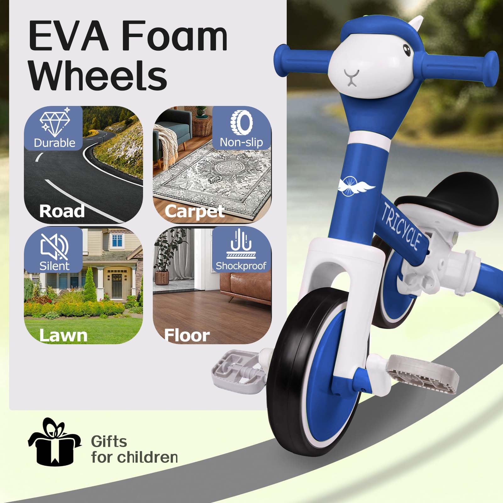 Tricycle for Toddlers 1-5 Year Olds, Toddler Balance Bike for Boys Girls 2-4, Toddler Tricycle with Light & Music Front, Kids Bicycle with Removable Pedal, Birthday Gifts for 2 3 4 5 Year