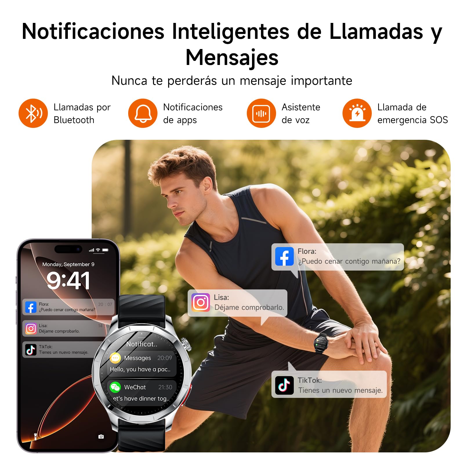 2026 Nuevo ECG Reloj Inteligente Hombre con HRV/BMI, 1.43“ AMOLED Smartwatch con 24H Pulsómetro SpO2 Monitor de Sueño, Pulsera Actividad para Android iOS