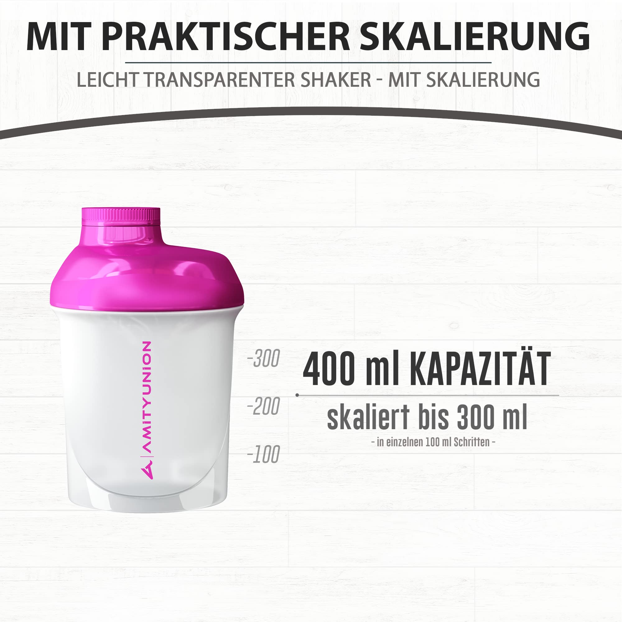 Bottiglia shaker per proteine in polvere mista in plastica da 400 ml con tappo Mixball anti-perdite, per fitness, sport, palestra, integratori (rosa
