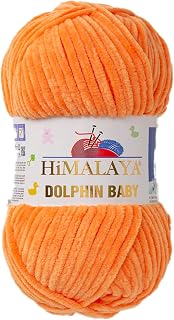 1 Skein/Pack Himalaya Dolphin Baby Chenille Yarn, Each Ball 100 gr (3.5 oz), 120 m (132 Yards), 100% Polyester, Super Bulky Baby Blanket Velvet Amigurumi Yarn, 80316 - Orange