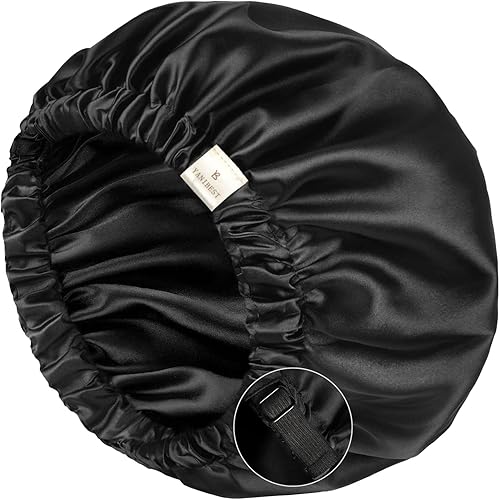 YANIBEST Gorro de Seda de Satén para Dormir para Mujeres y Hombres, Gorro de Cabello Ajustable de Doble Capa para Rizos y Trenzas para Reducir el