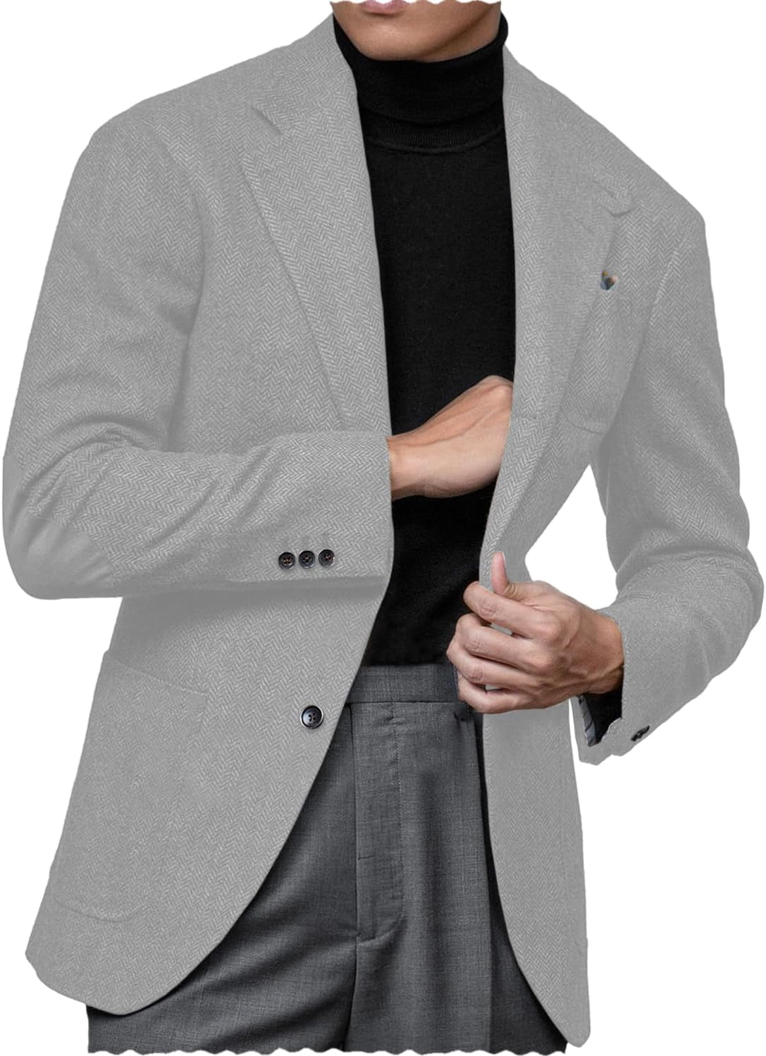 Mens Blazer Vintage Herringbone Business Hunting Jackets Winter Tweed Blend Retro Coats