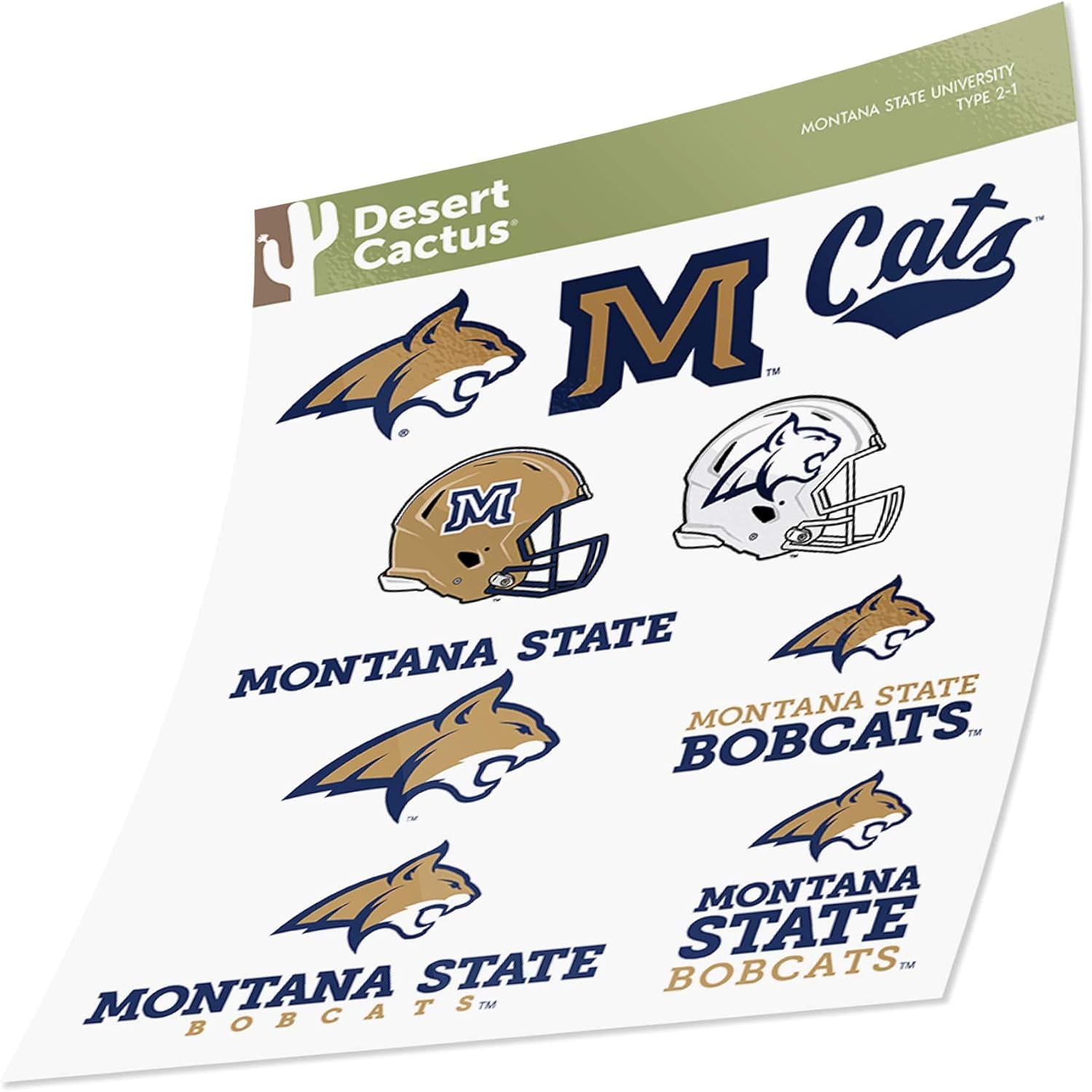 Desert Cactus Montana State University Bobcats MSU Sticker Vinyl Decals Laptop Water Bottle Car Scrapbook Sheet T2 (Type 2) - Image 3