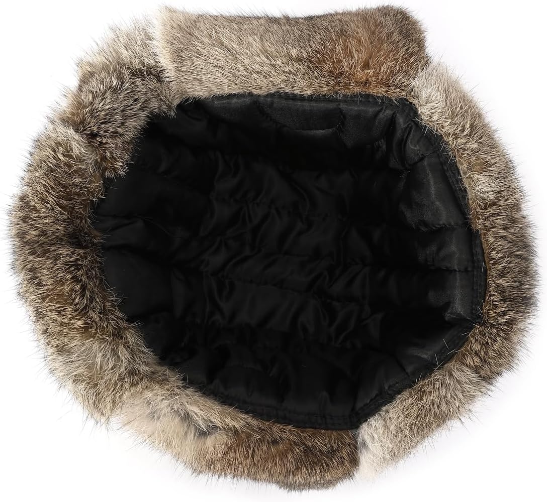 Harssidanzar Winter Hats Rabbit Fur Lined Warm Waterproof Hats for Men and Women CU606AUS