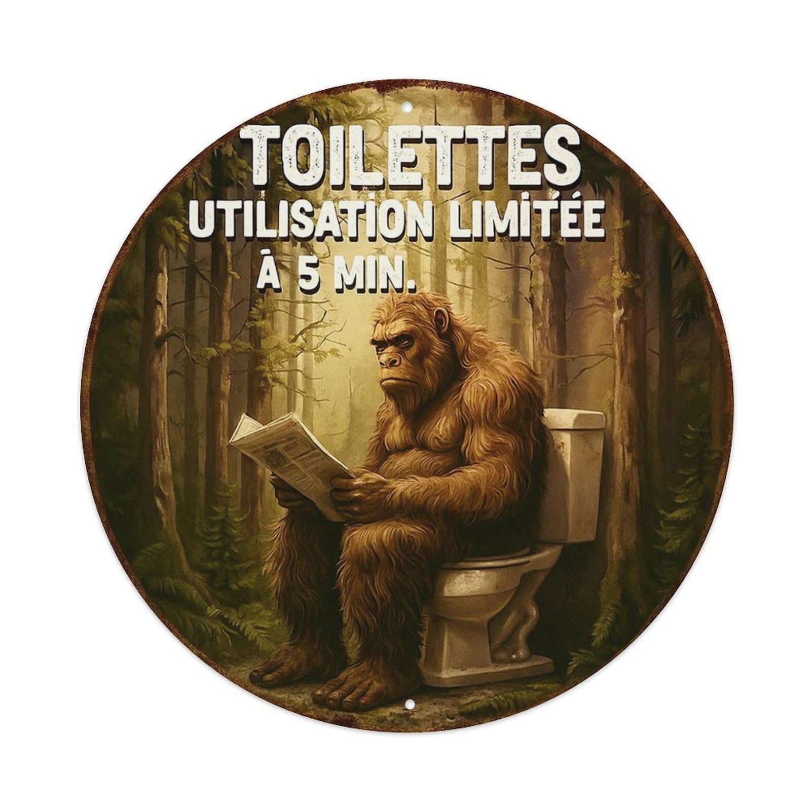 Jdyansheng Vintage Bigfoot Reading Newspaper On Toilet Tin Sign Metal Poster Metal Signs For Home Man Cave Bar Cafe Kitchen Laundry Room Wall Decorations 8X8 Inches