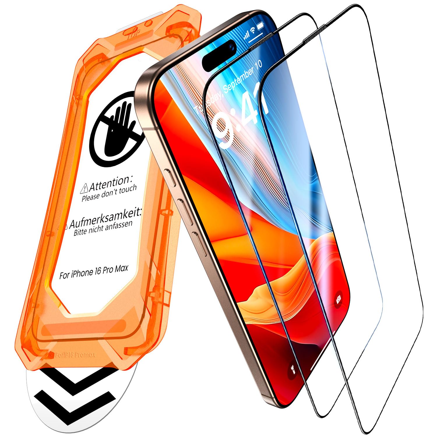 UniqueMe per iPhone 16 Pro Max Pellicola Protettiva - 2 Pezzi Pellicola Vetro Temperato per iPhone 16 Pro Max, Rimozione Automatica Della Polvere, Auto Guarigione, Installazione Facile e Veloce