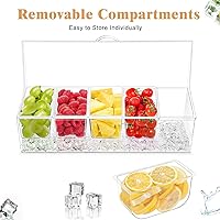 Vista 5 de Servidor de condimentos de 5 compartimentos, recipientes de condimentos enfriados con hielo, bandeja transparente para servir condimentos sobre