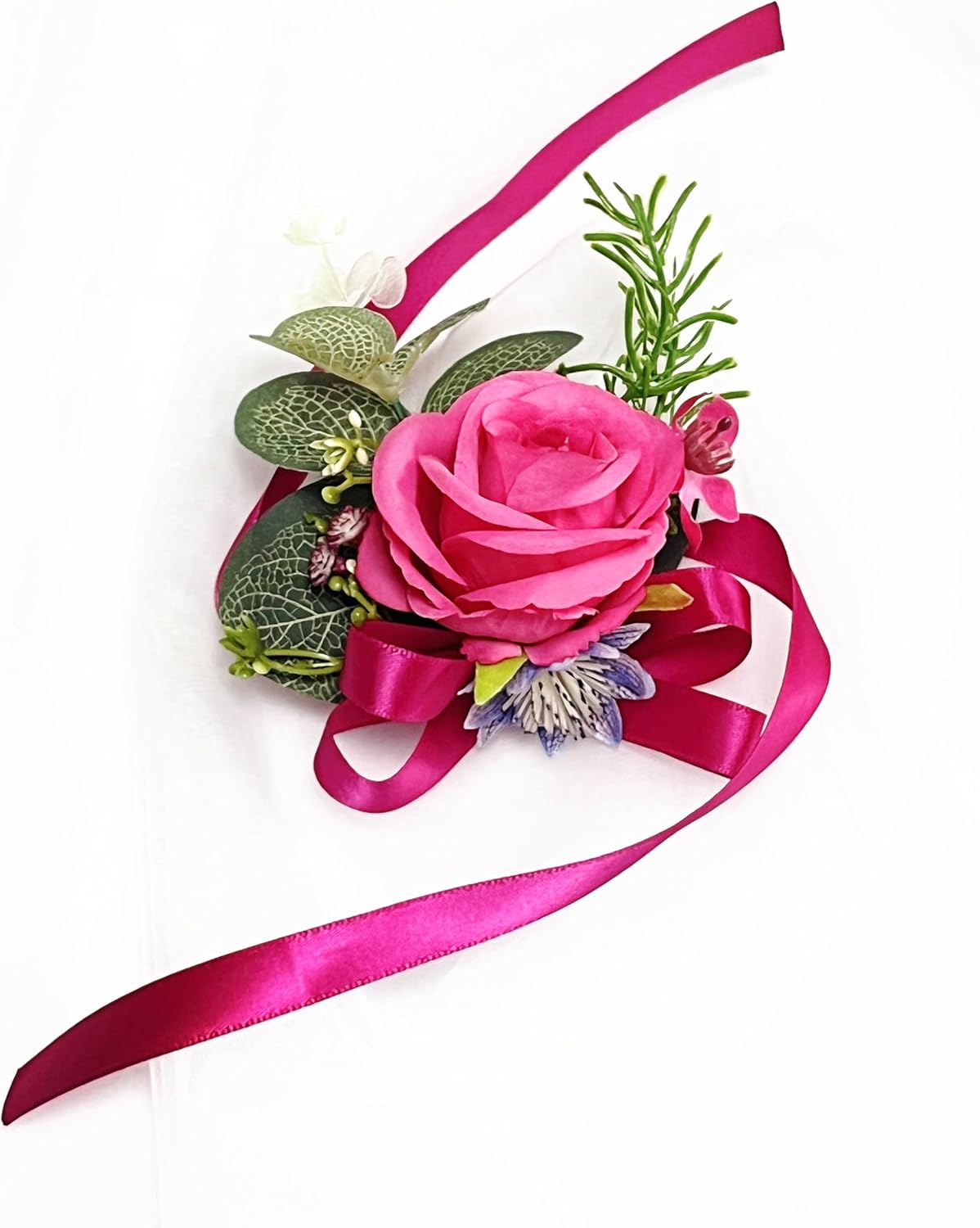 Prom Calla LilyRose Corsage and Boutonniere Set Artificial Rose Wedding Corsage Flowers Prom Party Suit Decoration (Pink) - Image 2