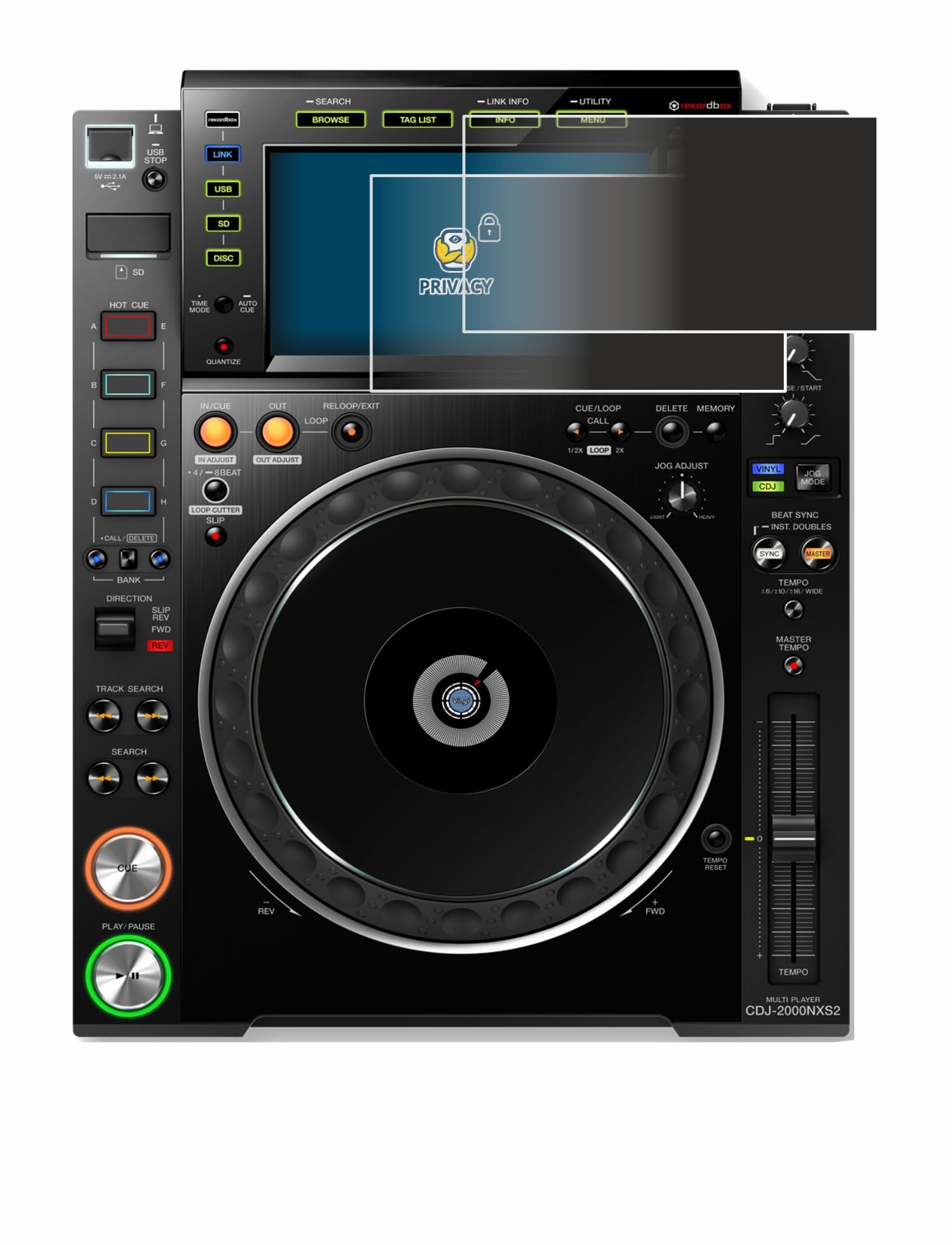 brotect (2 Pack Privacy Screen Protector Compatible with Pioneer CDJ-2000NXS2 [Anti-Spy, Protection-Film, Blue Light Filter]