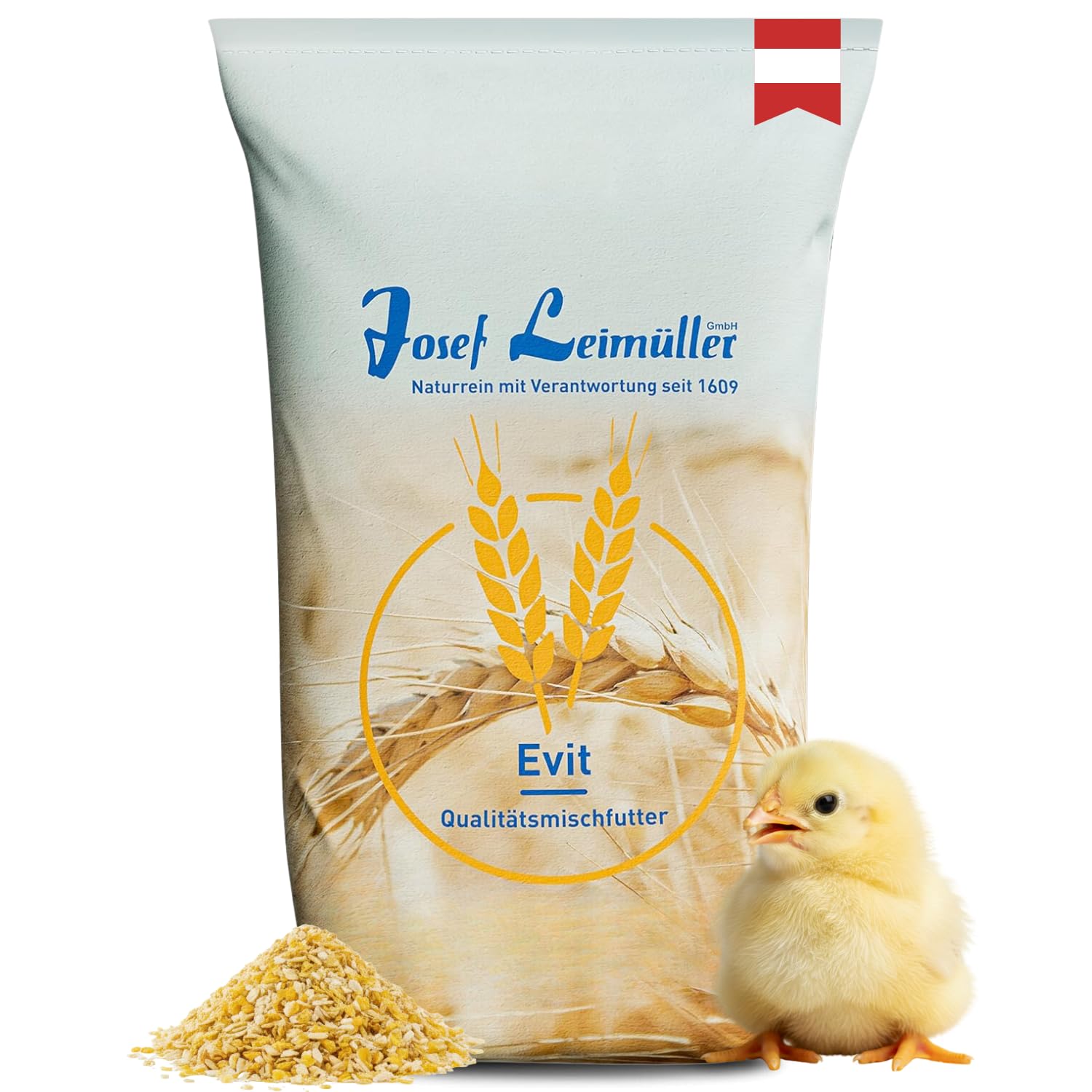 Leimüller Mangime Pulcini BIO 25kg - 1-6 settimane - Crescita sana, Ingredienti naturali, no OGM - Ideale per allevamento pollame